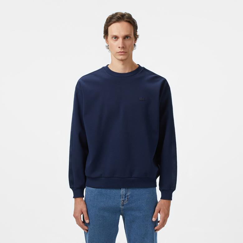 Erkek Relaxed Fit Bisiklet Yaka Lacivert Sweatshirt