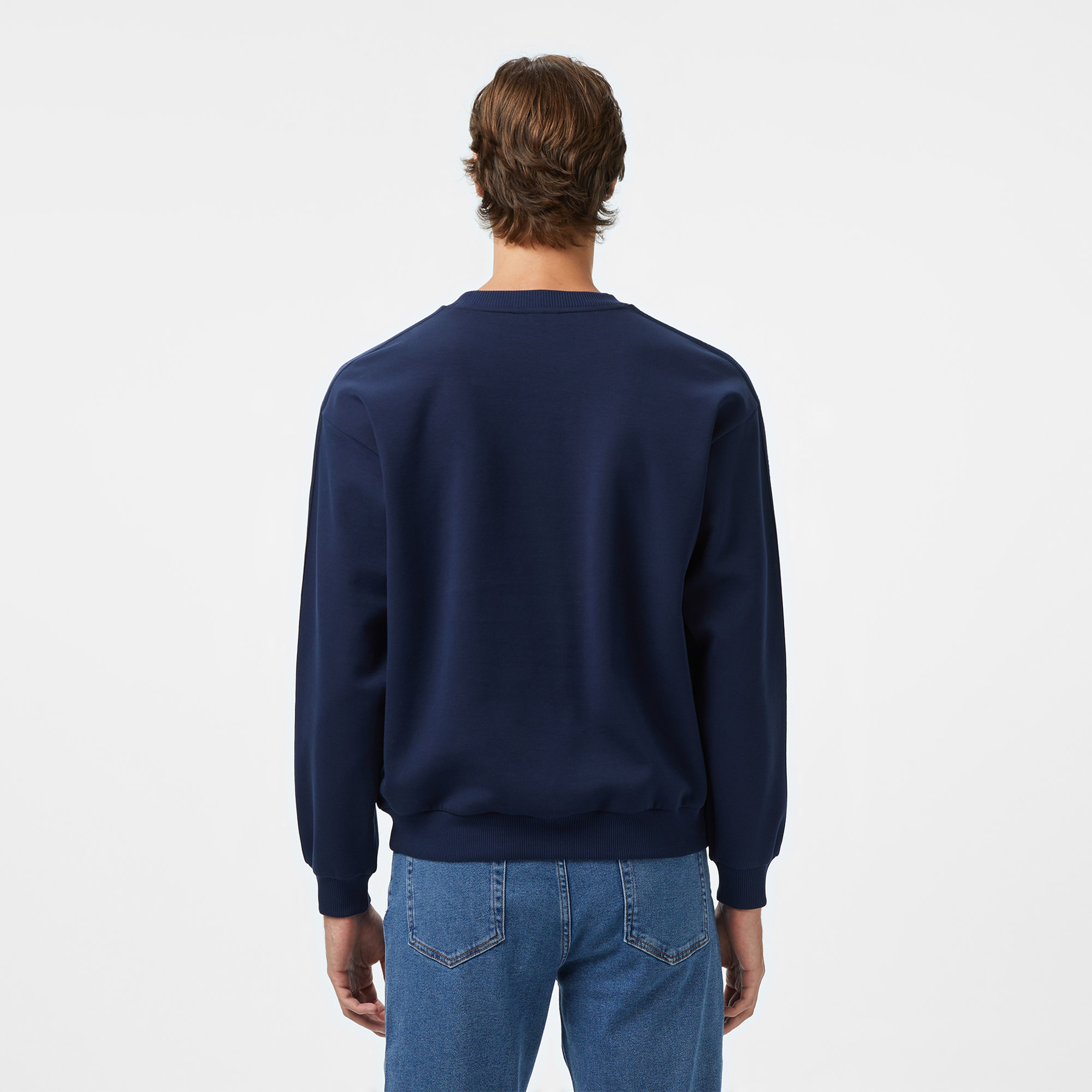 Erkek Relaxed Fit Bisiklet Yaka Lacivert Sweatshirt