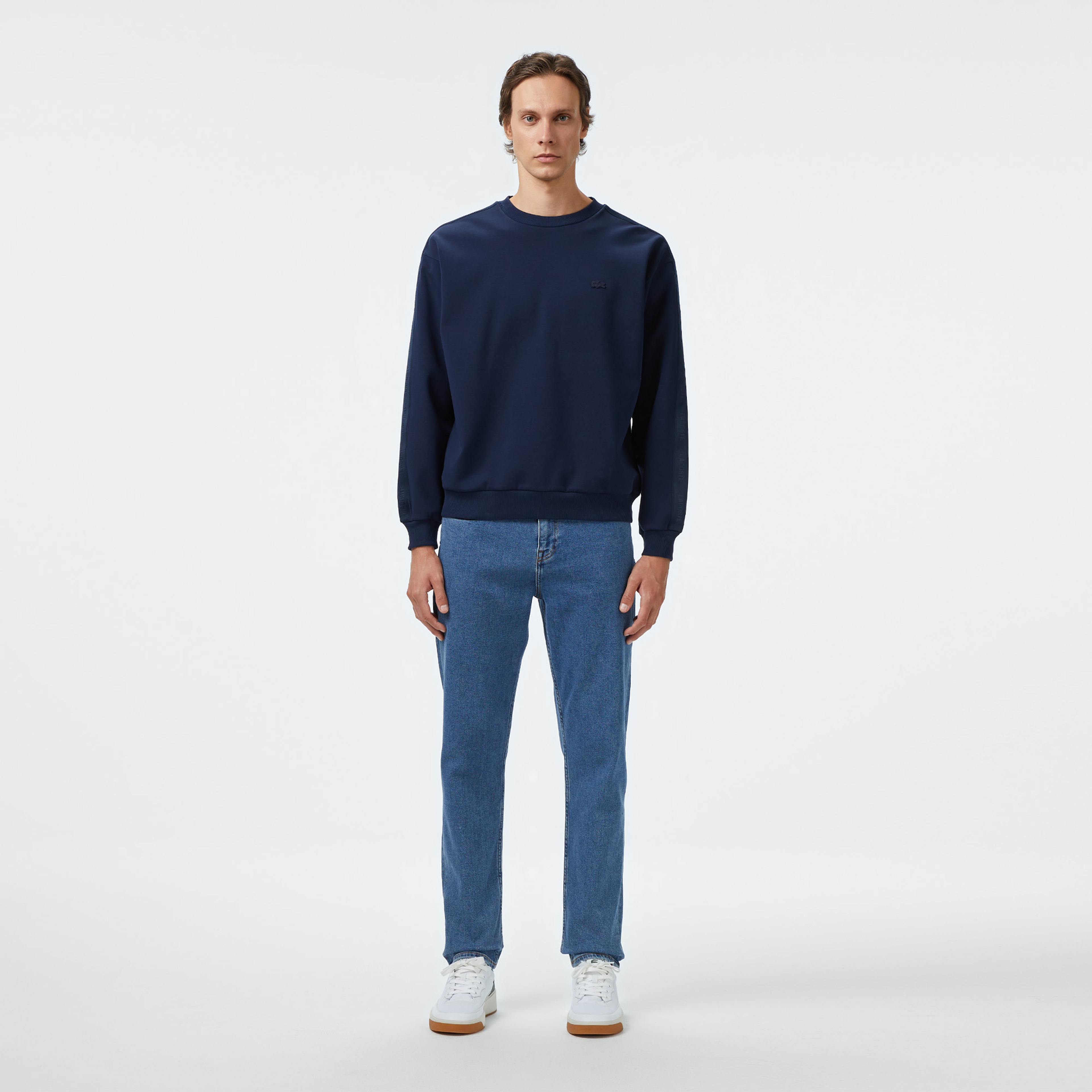Erkek Relaxed Fit Bisiklet Yaka Lacivert Sweatshirt