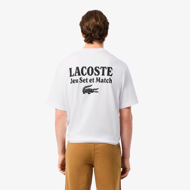 Lacoste Heavy Fit Printed Erkek Beyaz T-Shirt