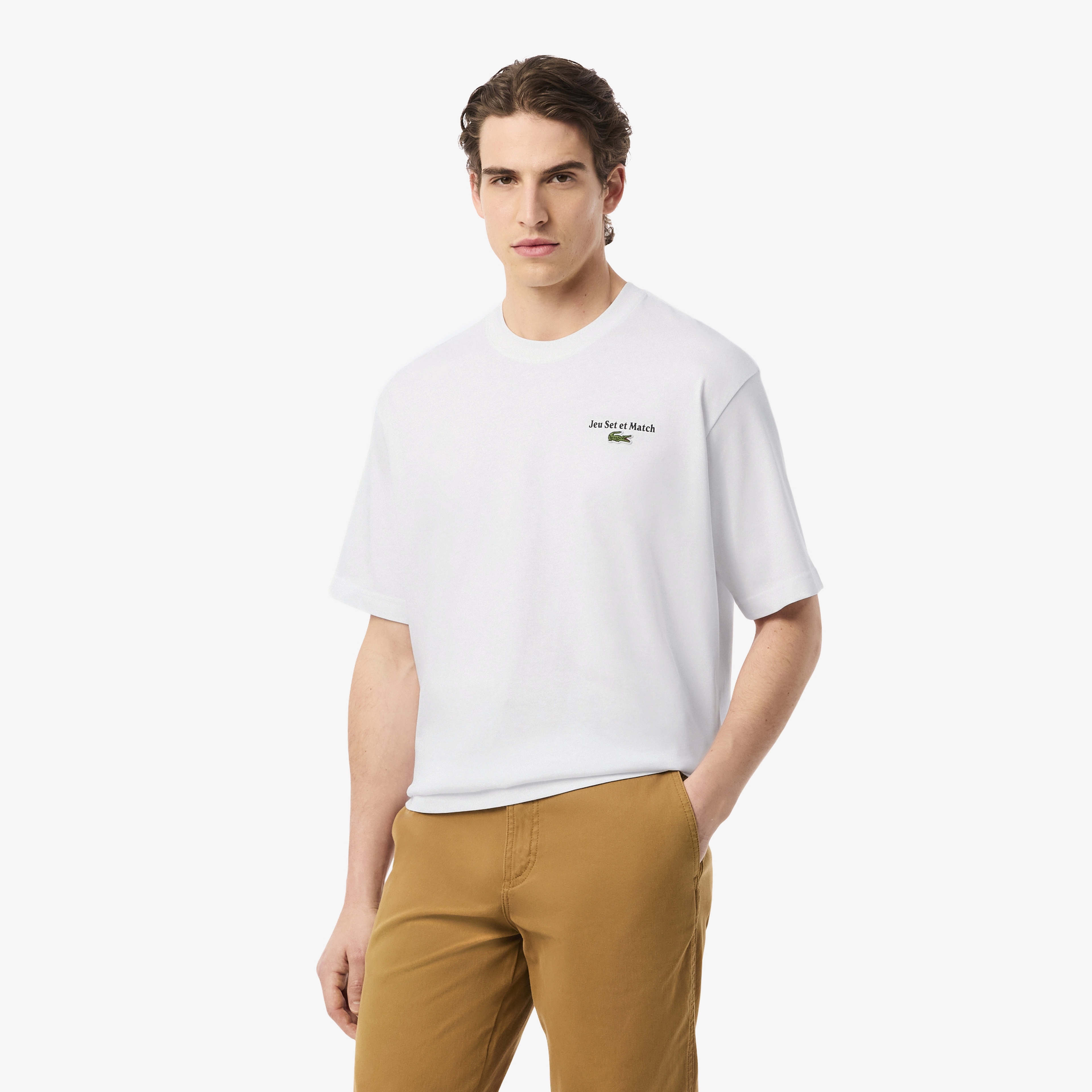 Lacoste Heavy Fit Printed Erkek Beyaz T-Shirt