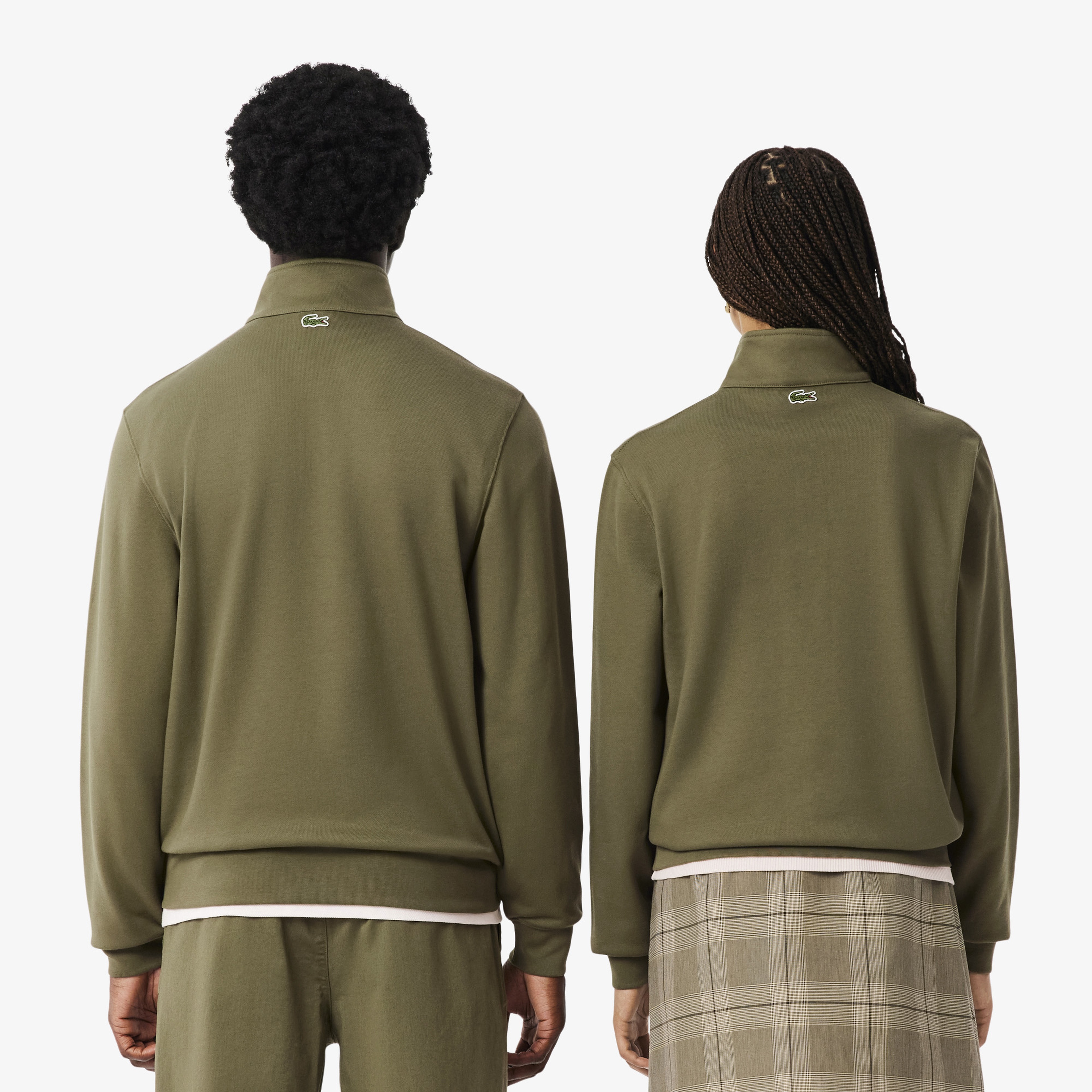 Lacoste High Neck Zip-Up Print Erkek Yeşil Sweatshirt