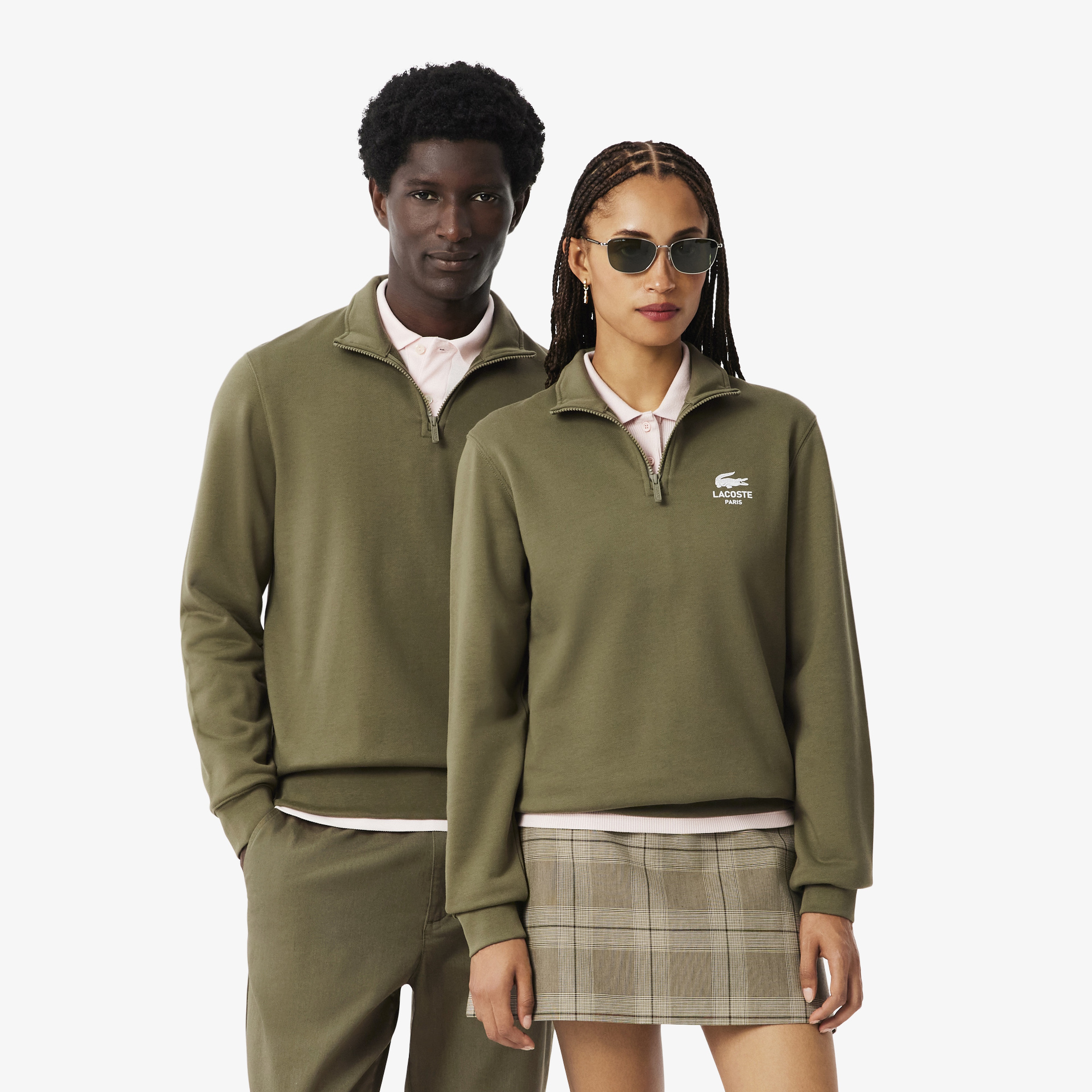 Lacoste High Neck Zip-Up Print Erkek Yeşil Sweatshirt