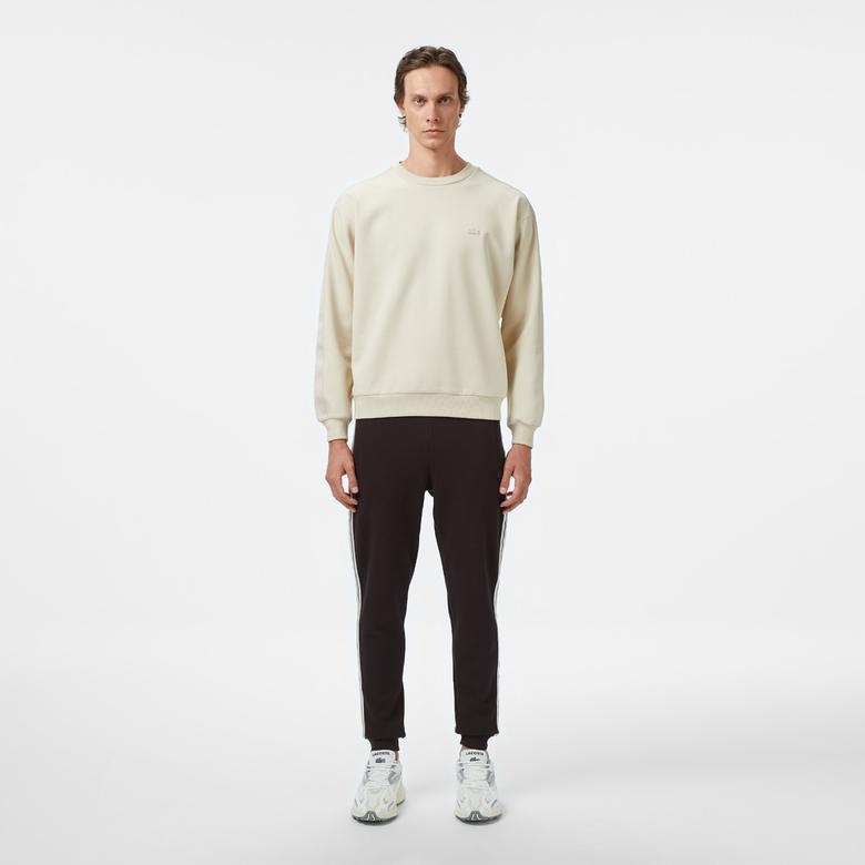 Lacoste Relaxed Fit Bisiklet Yaka Erkek Krem Sweatshirt