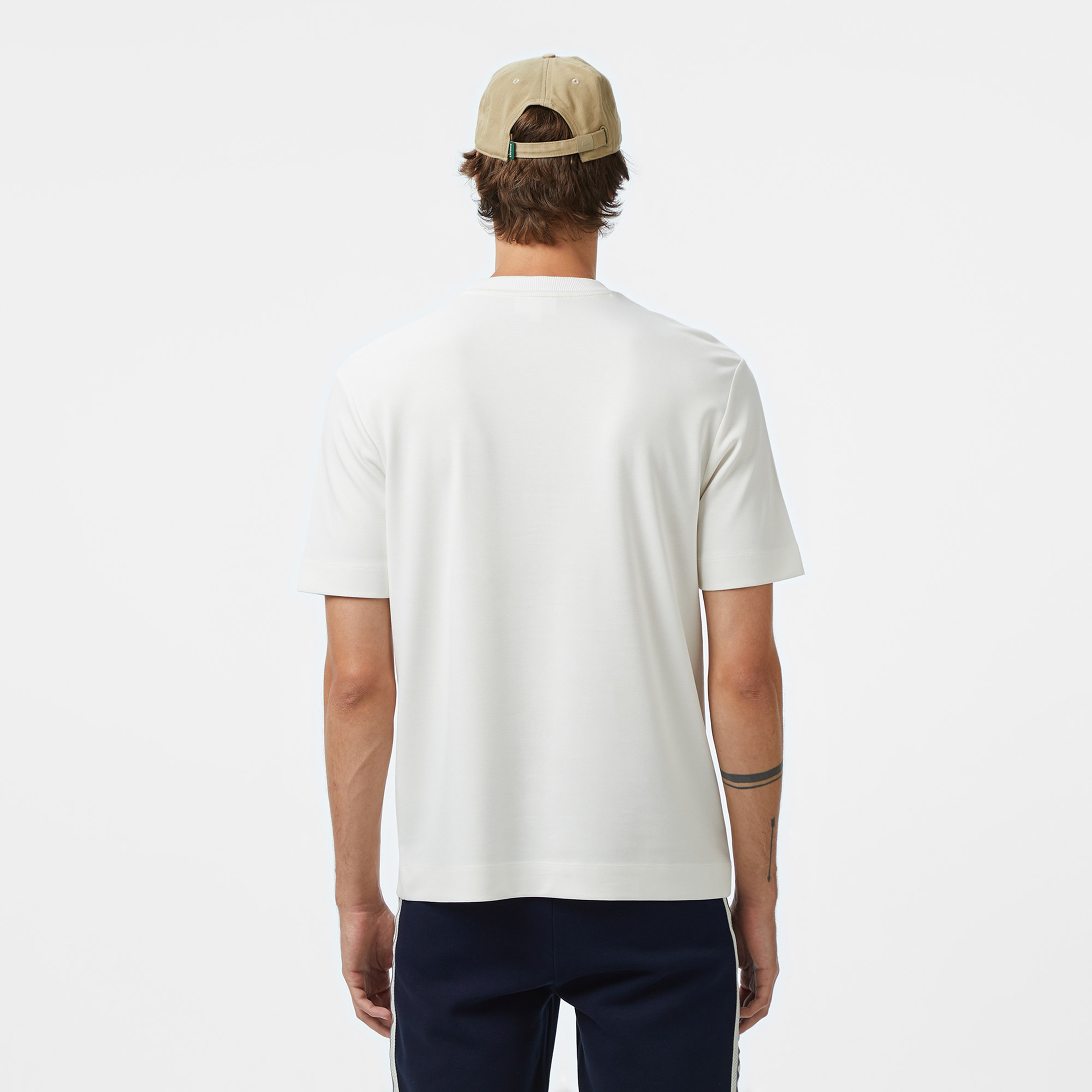 Erkek Loose Fit Bisiklet Yaka Desenli Beyaz T-Shirt