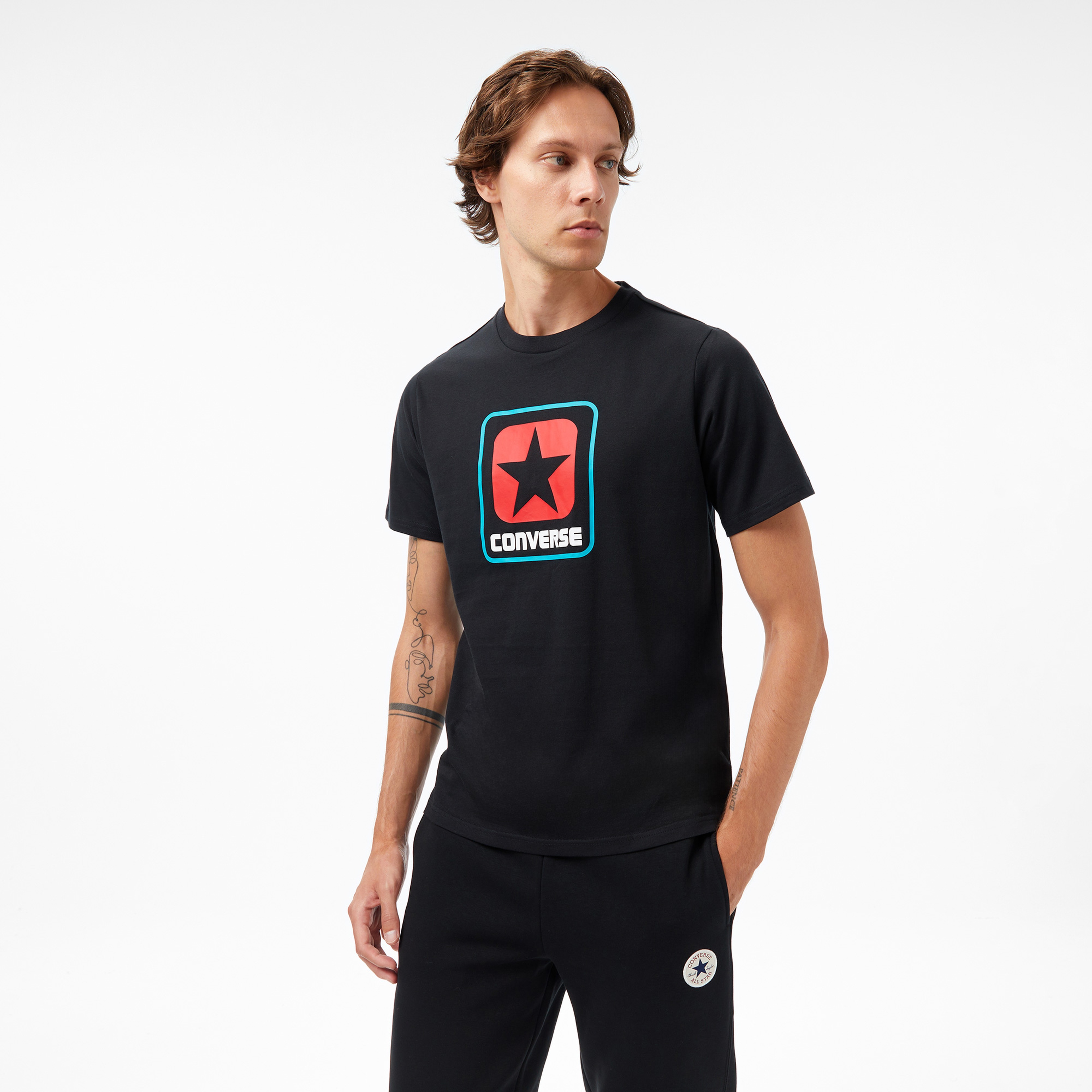 Converse Baskılı Erkek Siyah T-Shirt