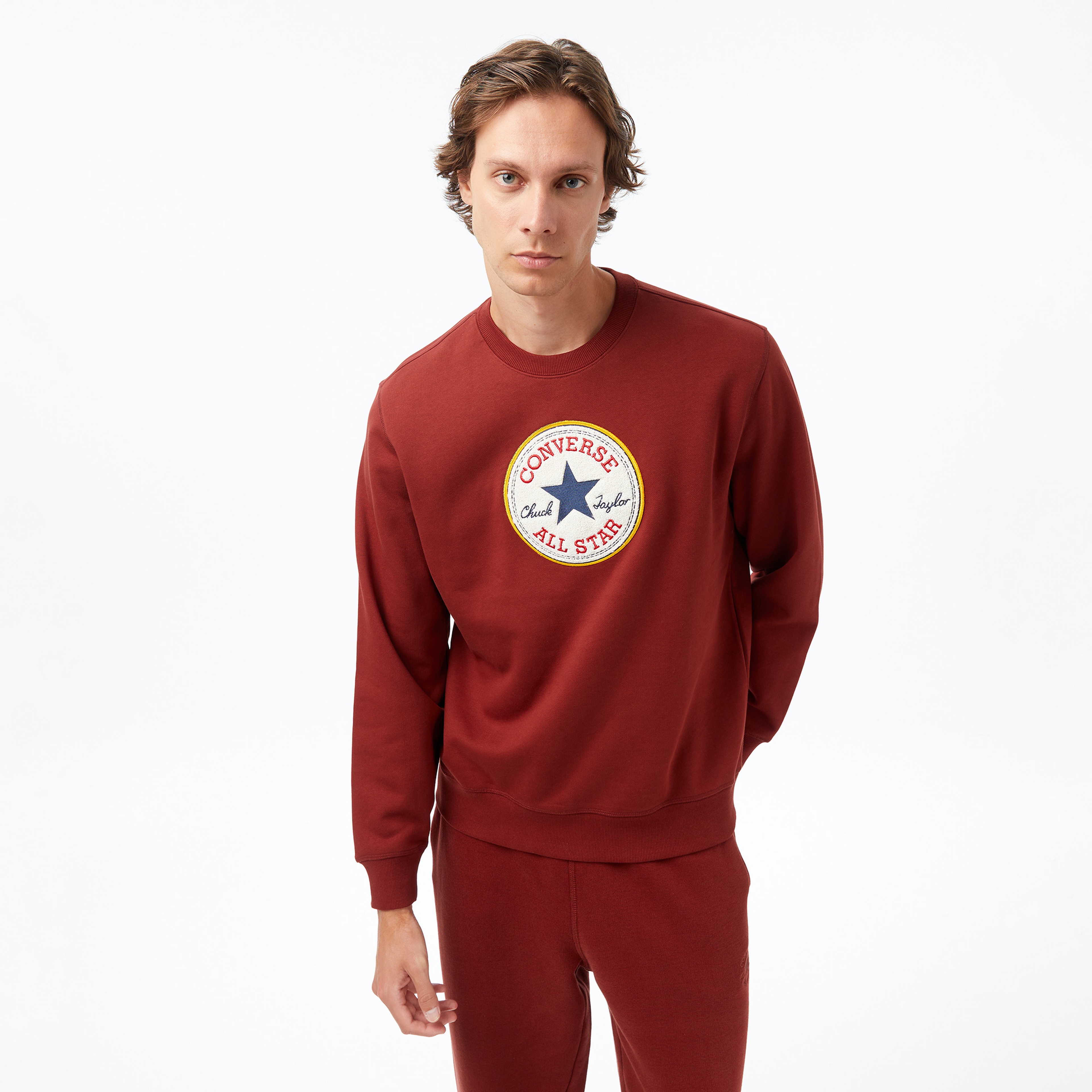 Converse Baskılı Erkek Bordo Sweatshirt