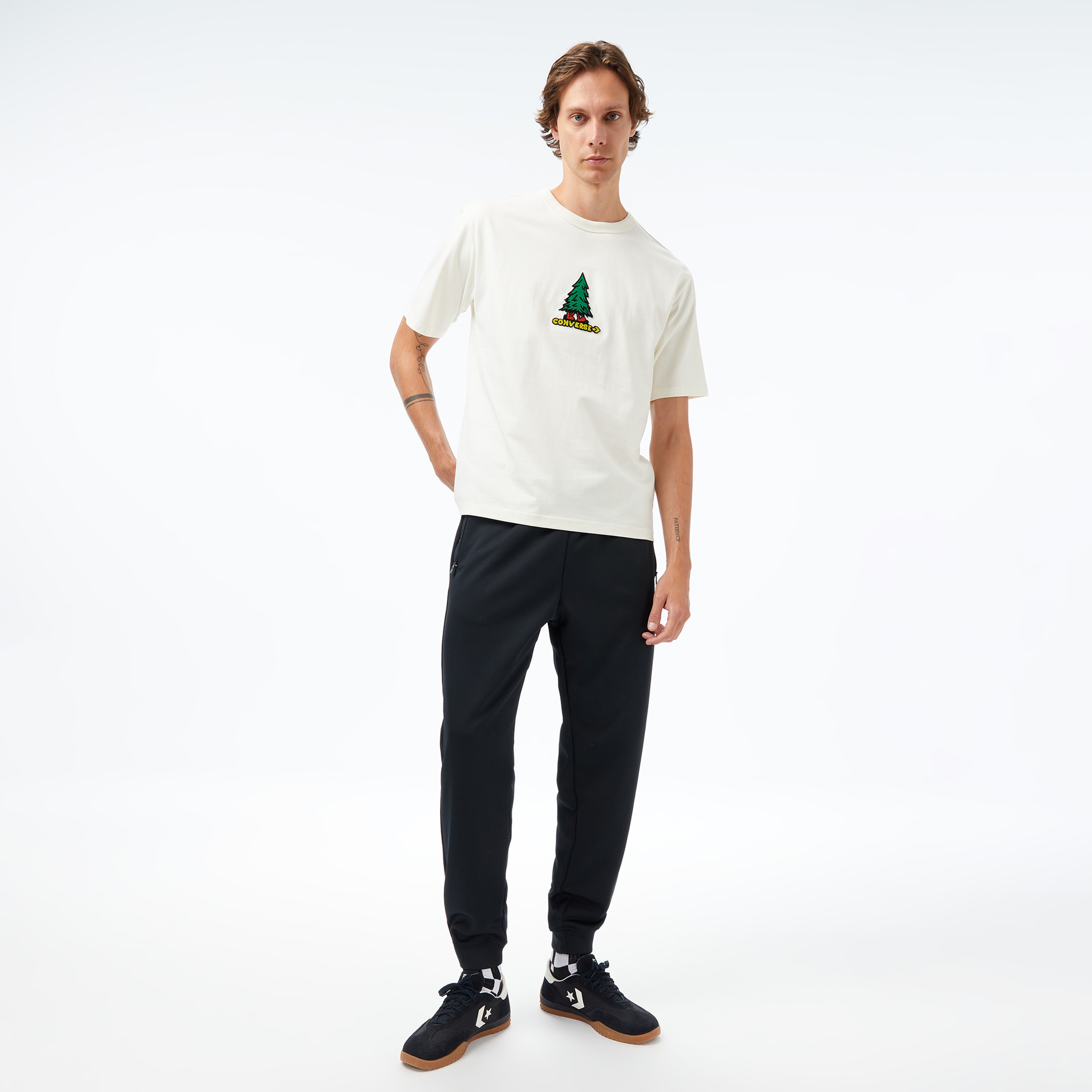 Converse Baskılı Erkek Krem T-Shirt