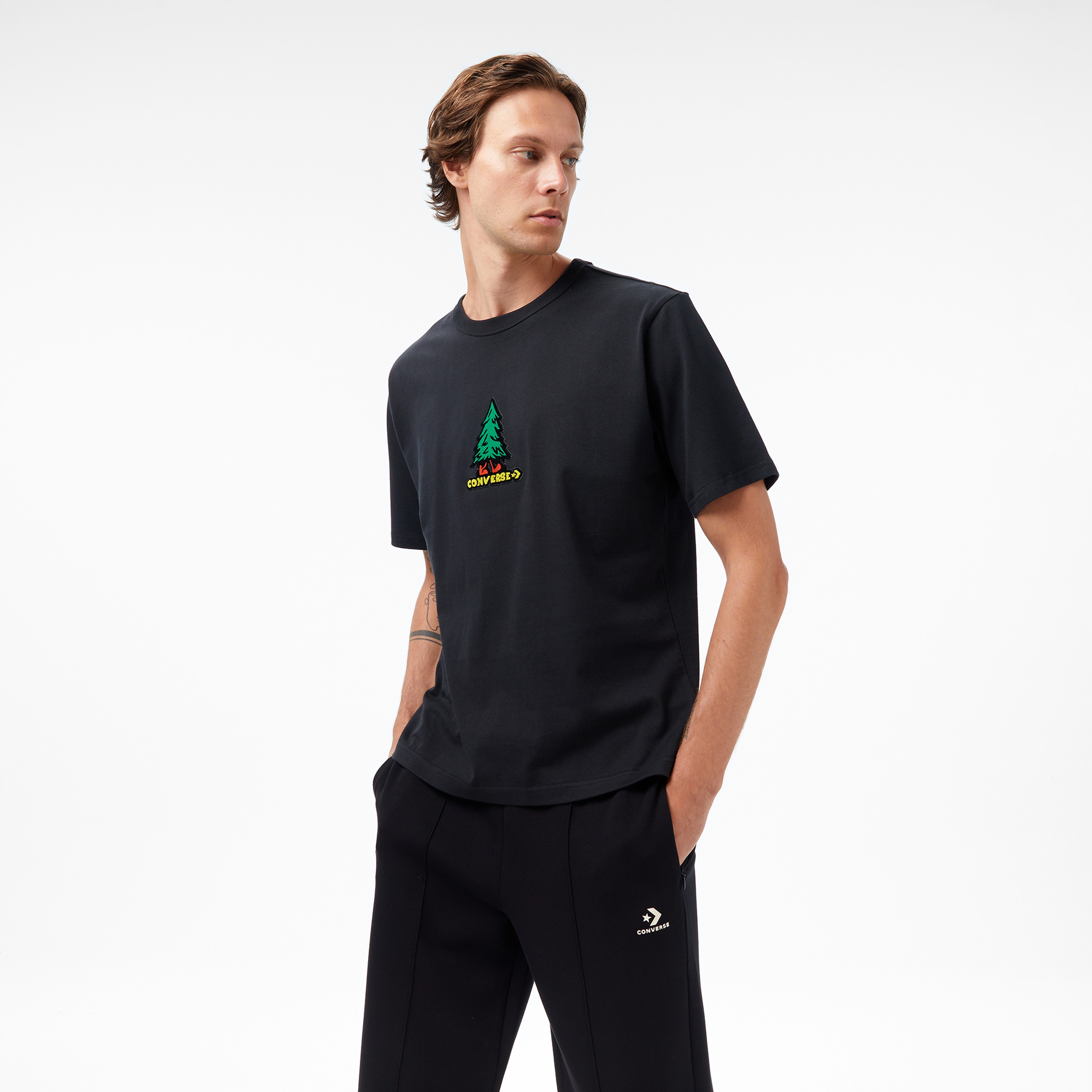 Converse Baskılı Erkek Siyah T-Shirt