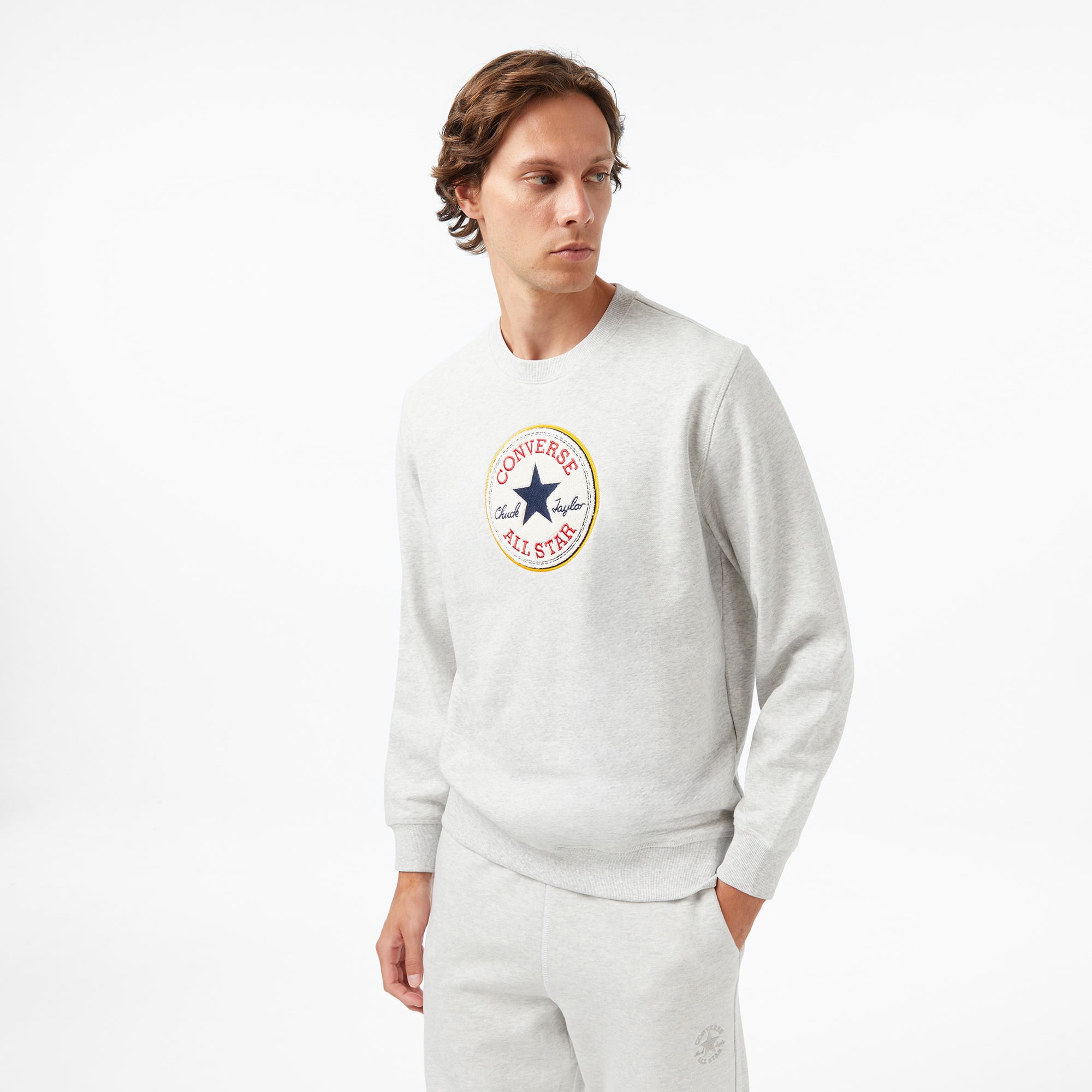 Converse Baskılı Erkek Gri Sweatshirt