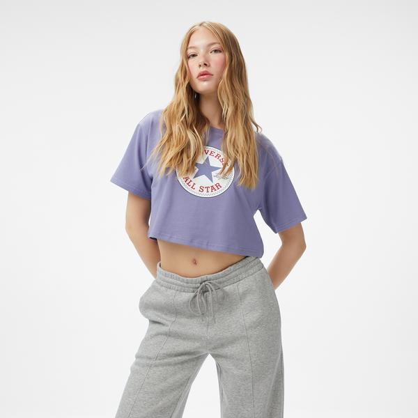 Converse Baskılı Kadın Mor T-Shirt