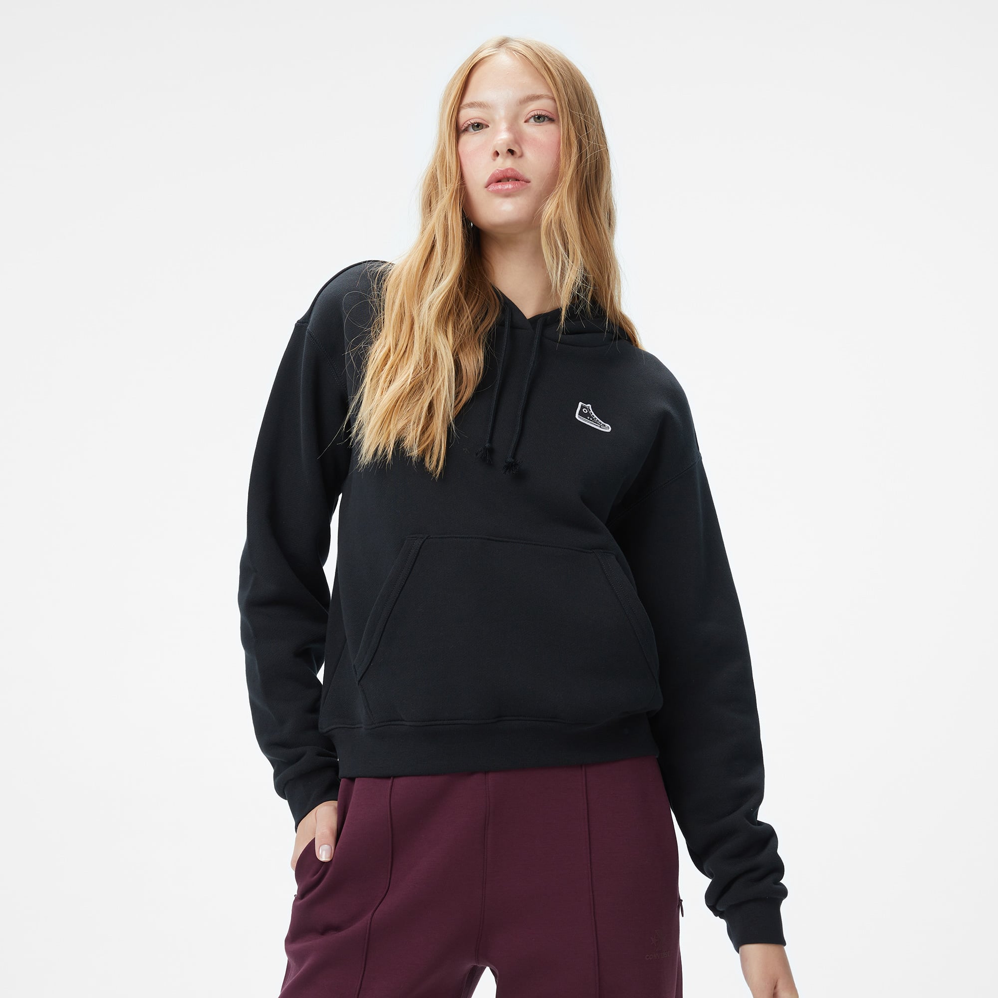 Converse Baskılı Kadın Siyah Sweatshirt