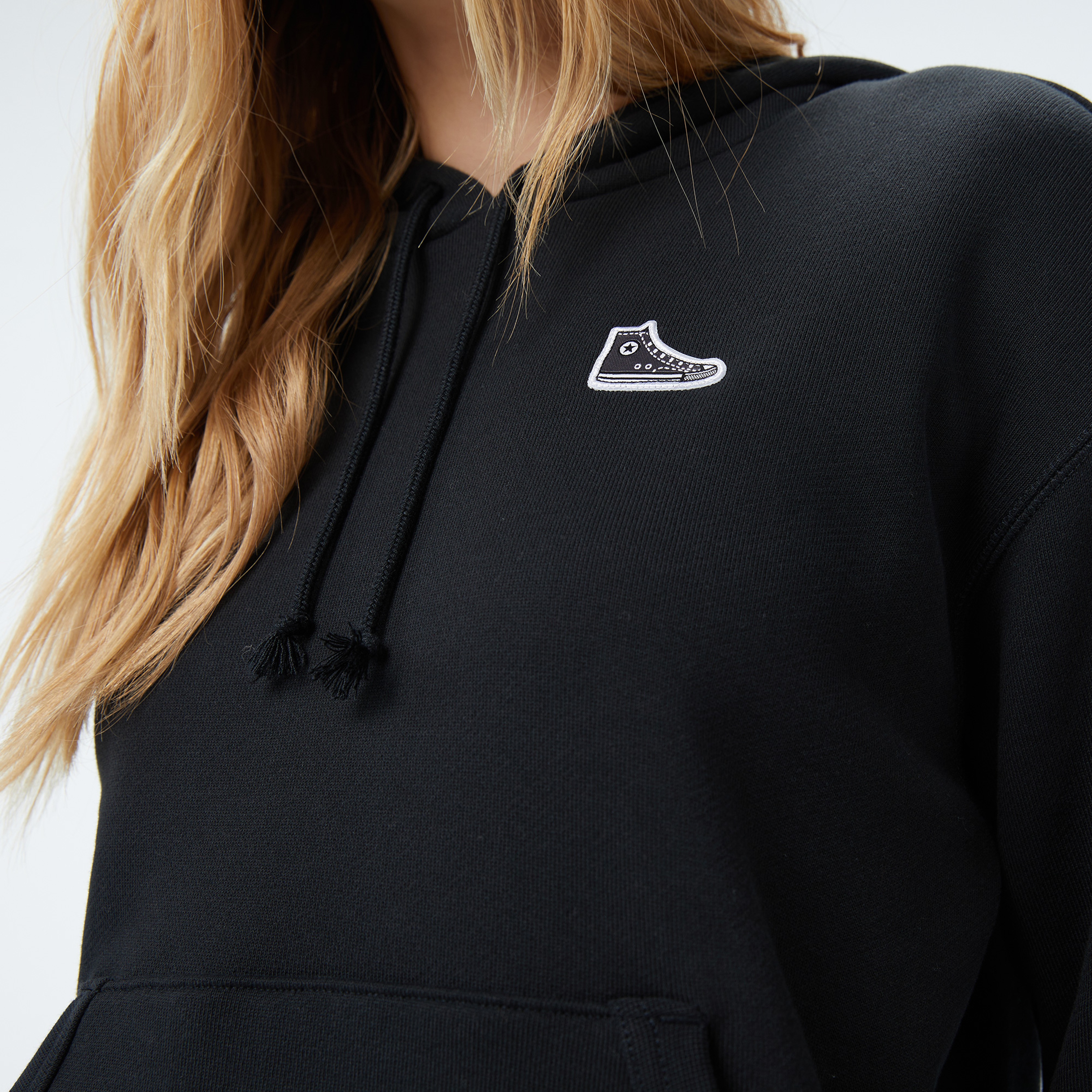 Converse Baskılı Kadın Siyah Sweatshirt