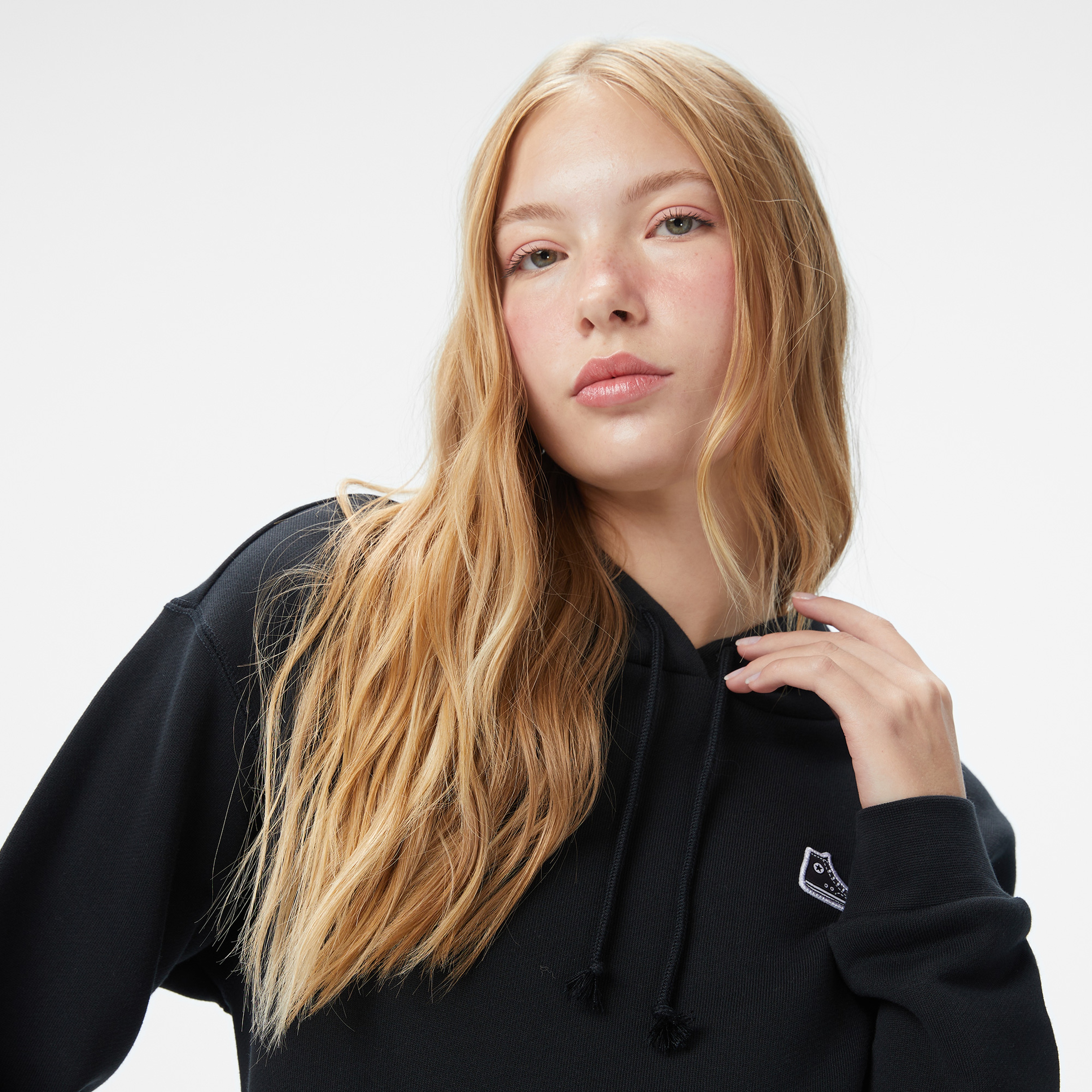 Converse Baskılı Kadın Siyah Sweatshirt