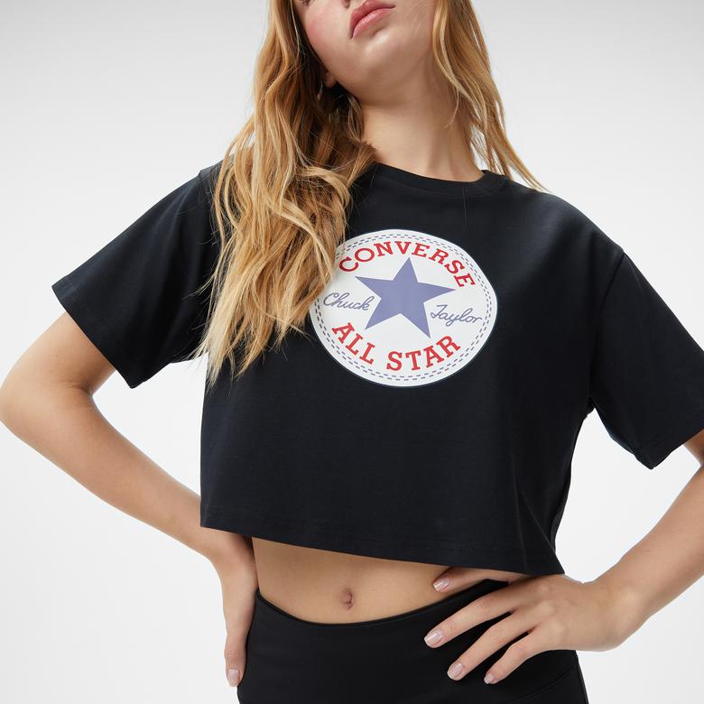 Converse Baskılı Kadın Siyah T-Shirt