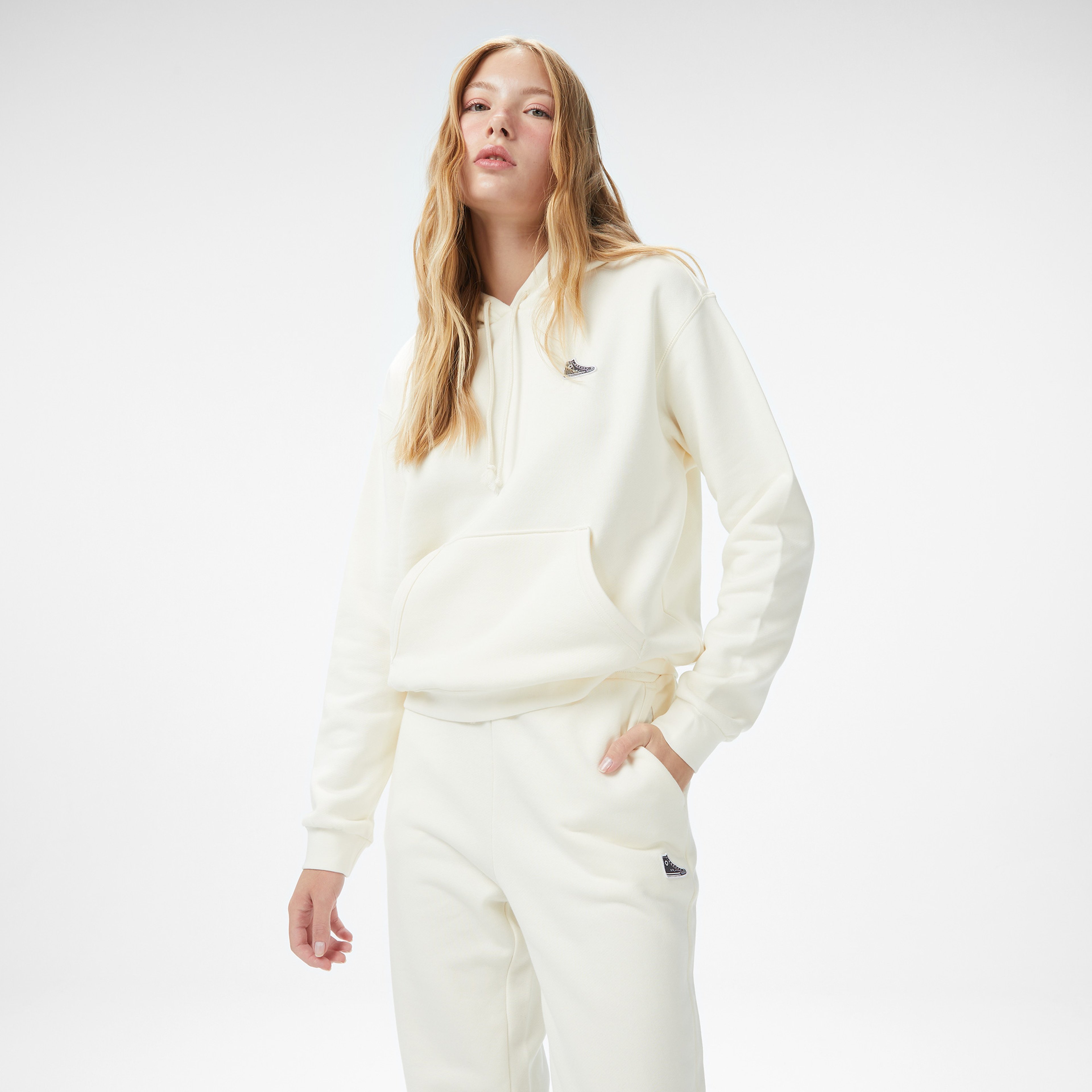 Converse Baskılı Kadın Krem Sweatshirt