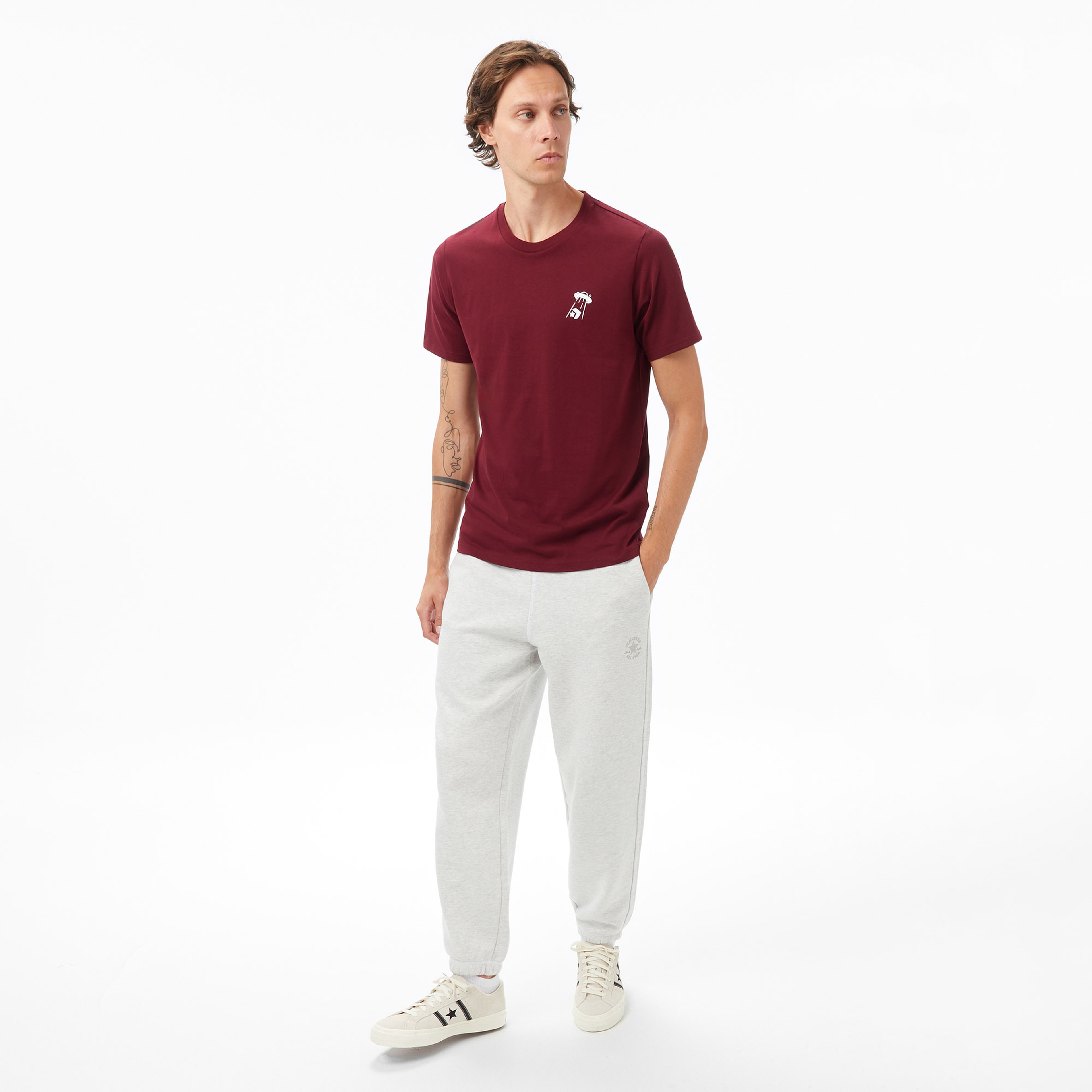Converse Baskılı Erkek Bordo T-Shirt