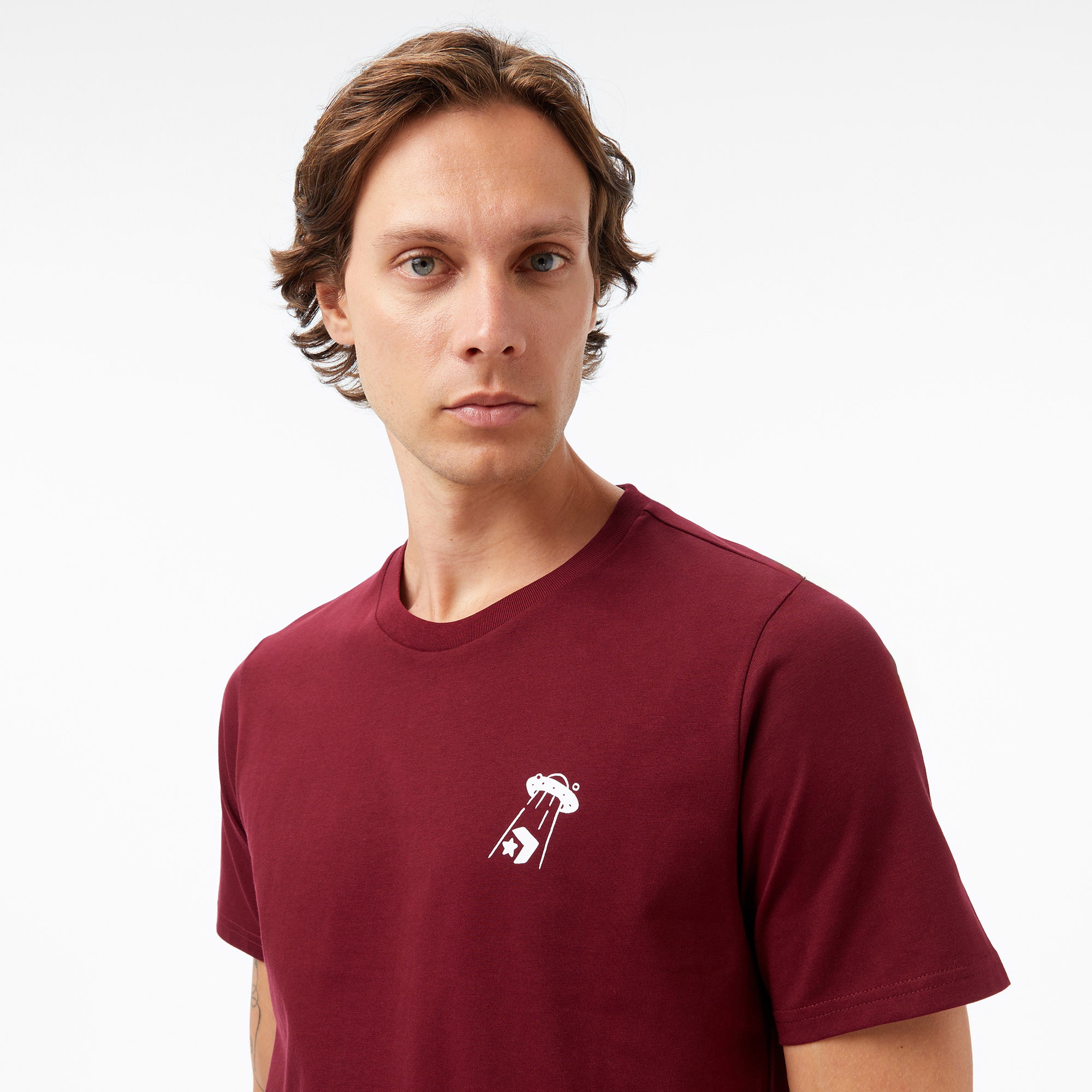 Converse Baskılı Erkek Bordo T-Shirt