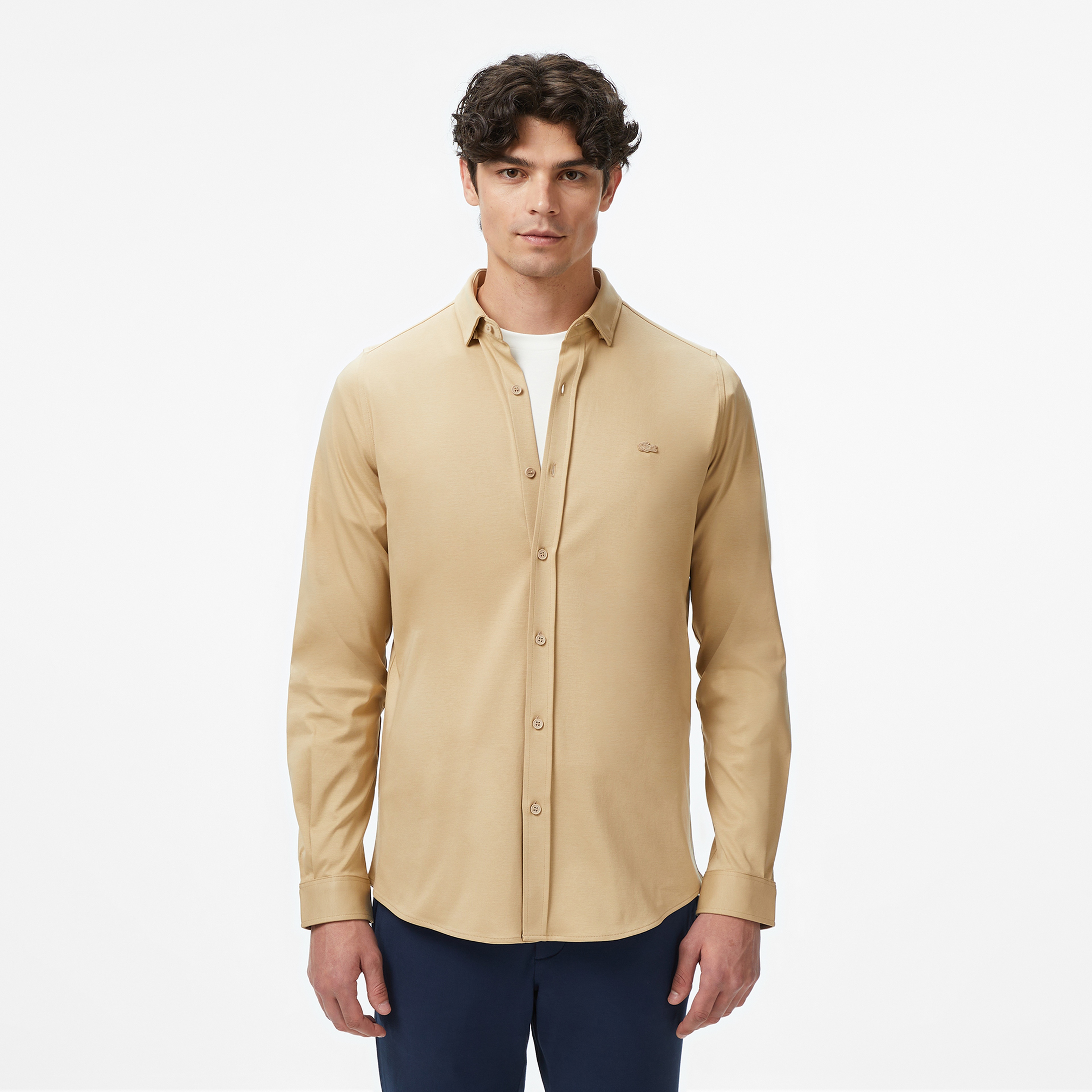 Erkek Slim Fit Bej Gömlek