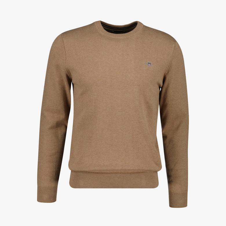 Gant Erkek Bej Regular Fit Bisiklet Yaka Kazak