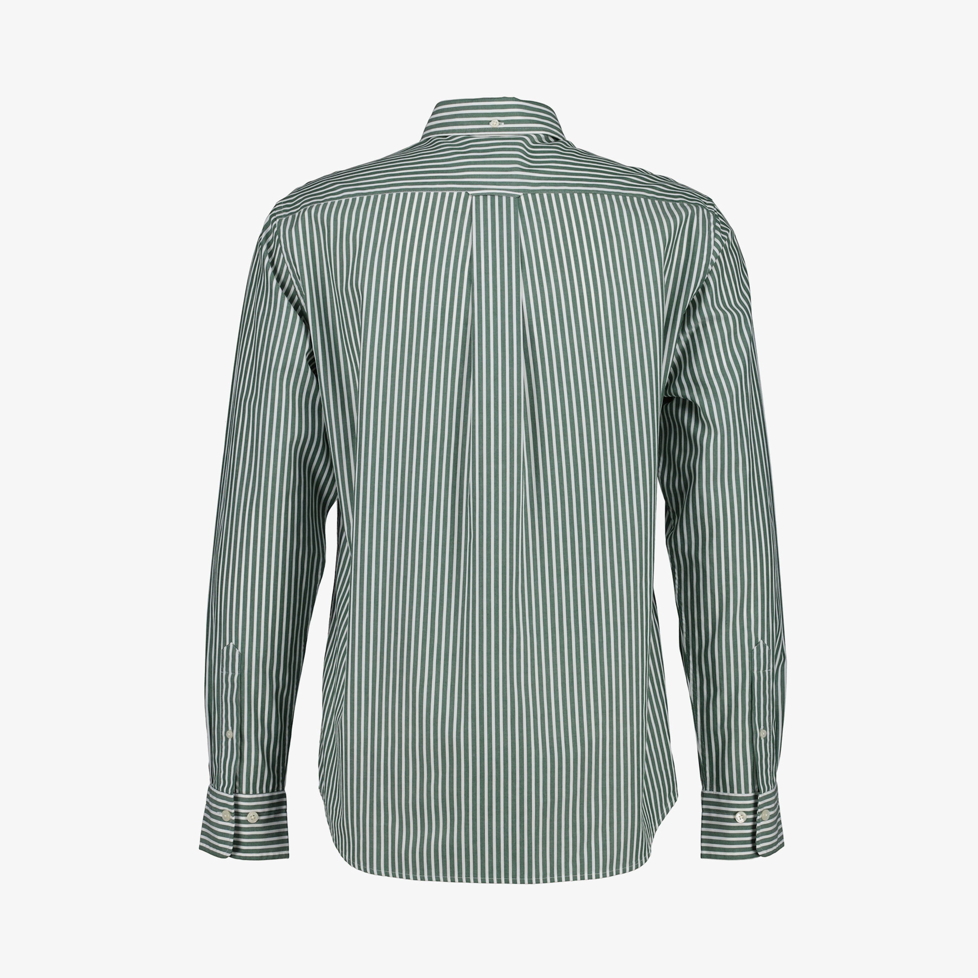 GANT Erkek Yeşil Regular Fit Düğmeli Yaka Çizgili Poplin Gömlek