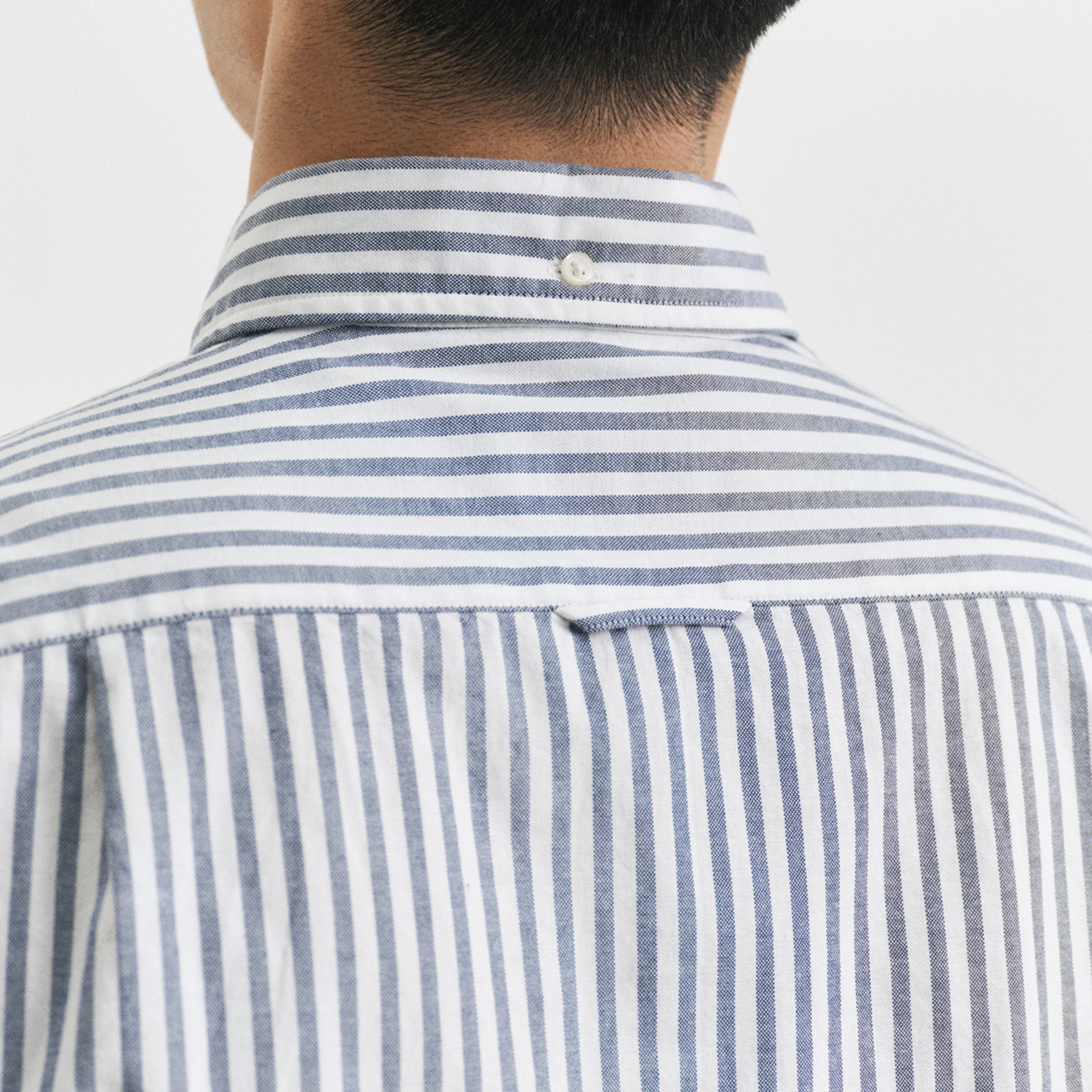 GANT Erkek Mavi Slim Fit Düğmeli Yaka Çizgili Oxford Gömlek