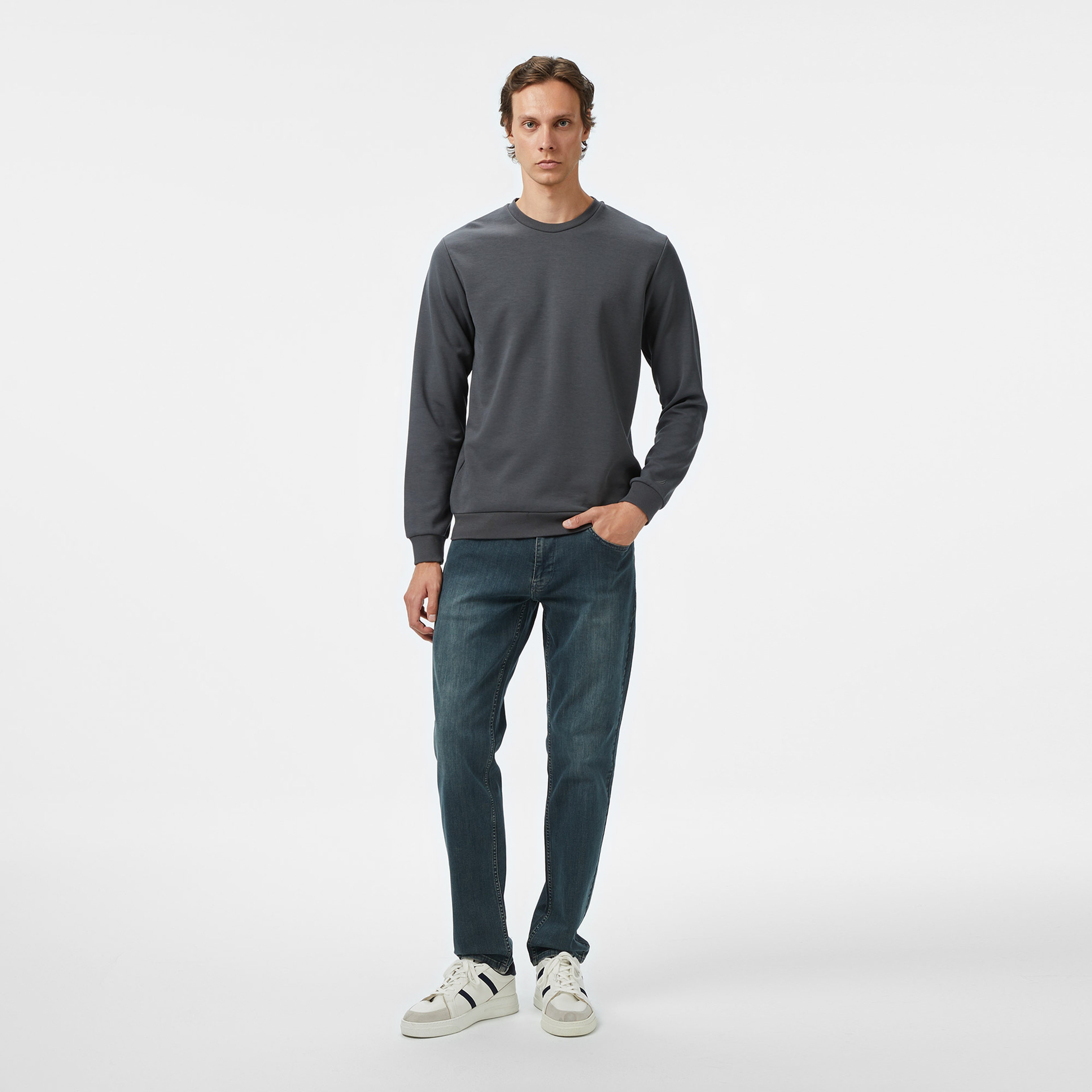 Nautica Erkek Gri Classic Fit Sweatshirt