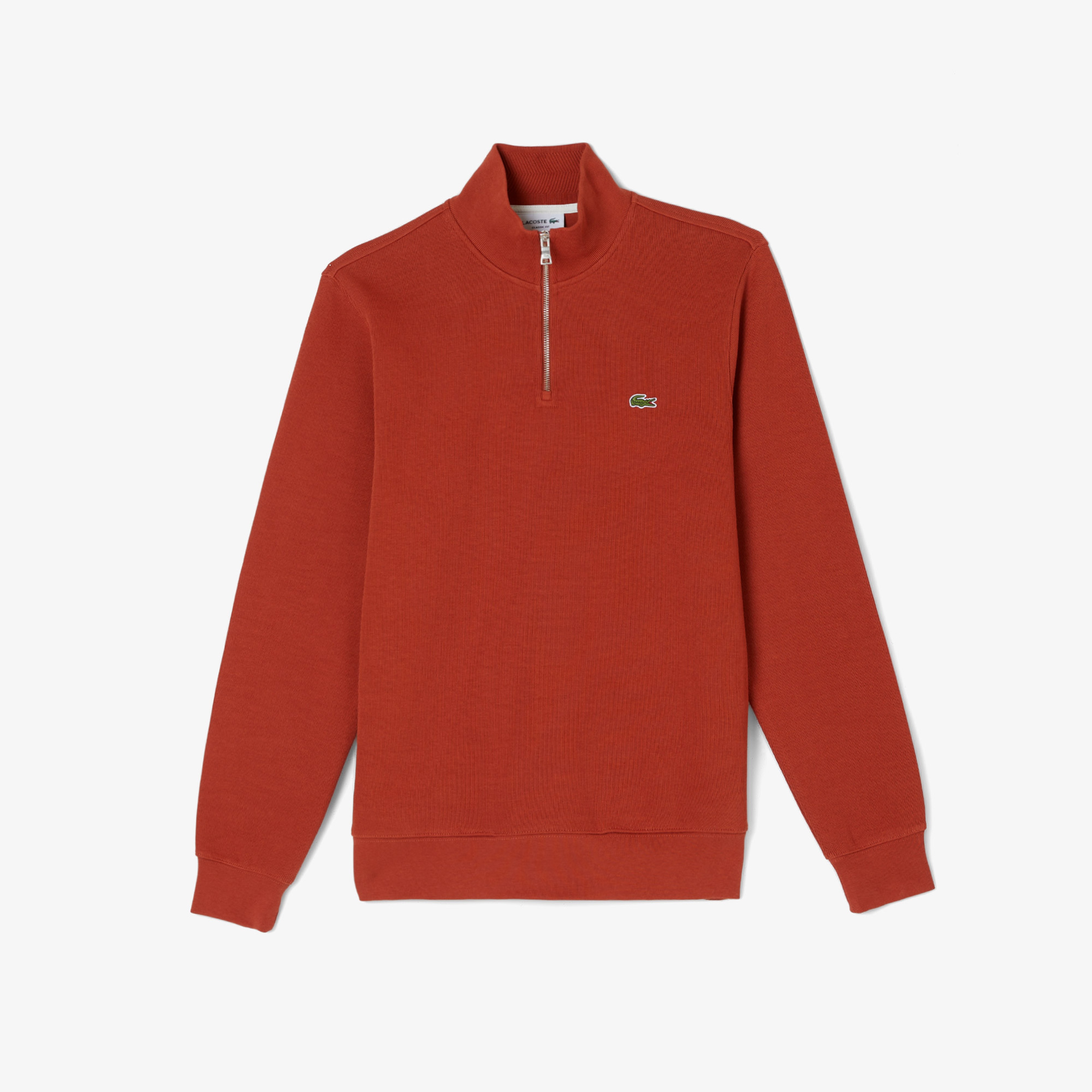 Erkek Classic Fit Yarım Fermuarlı Turuncu Sweatshirt