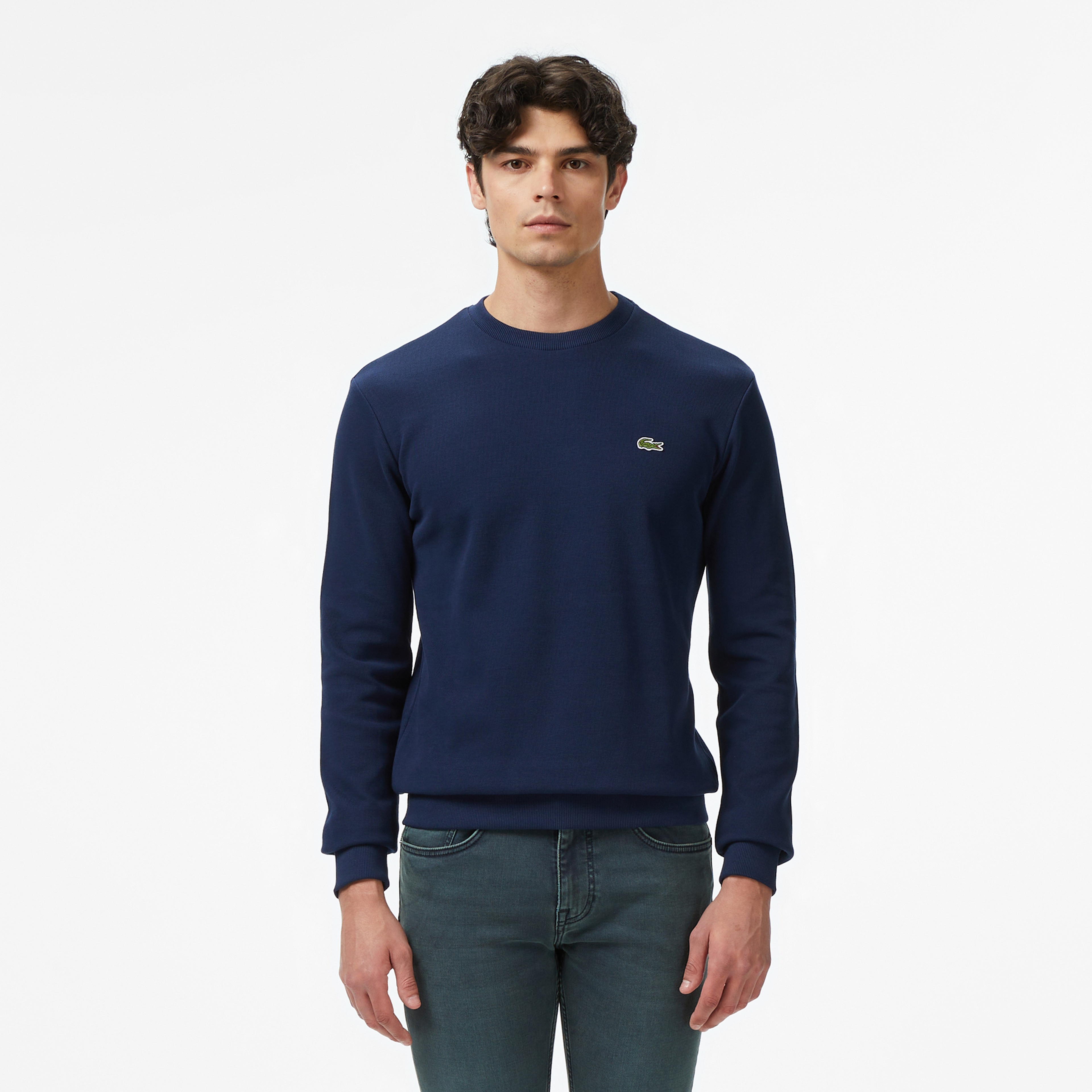 Erkek Regular Fit Uzun Kollu Bisiklet Yaka Lacivert T-Shirt