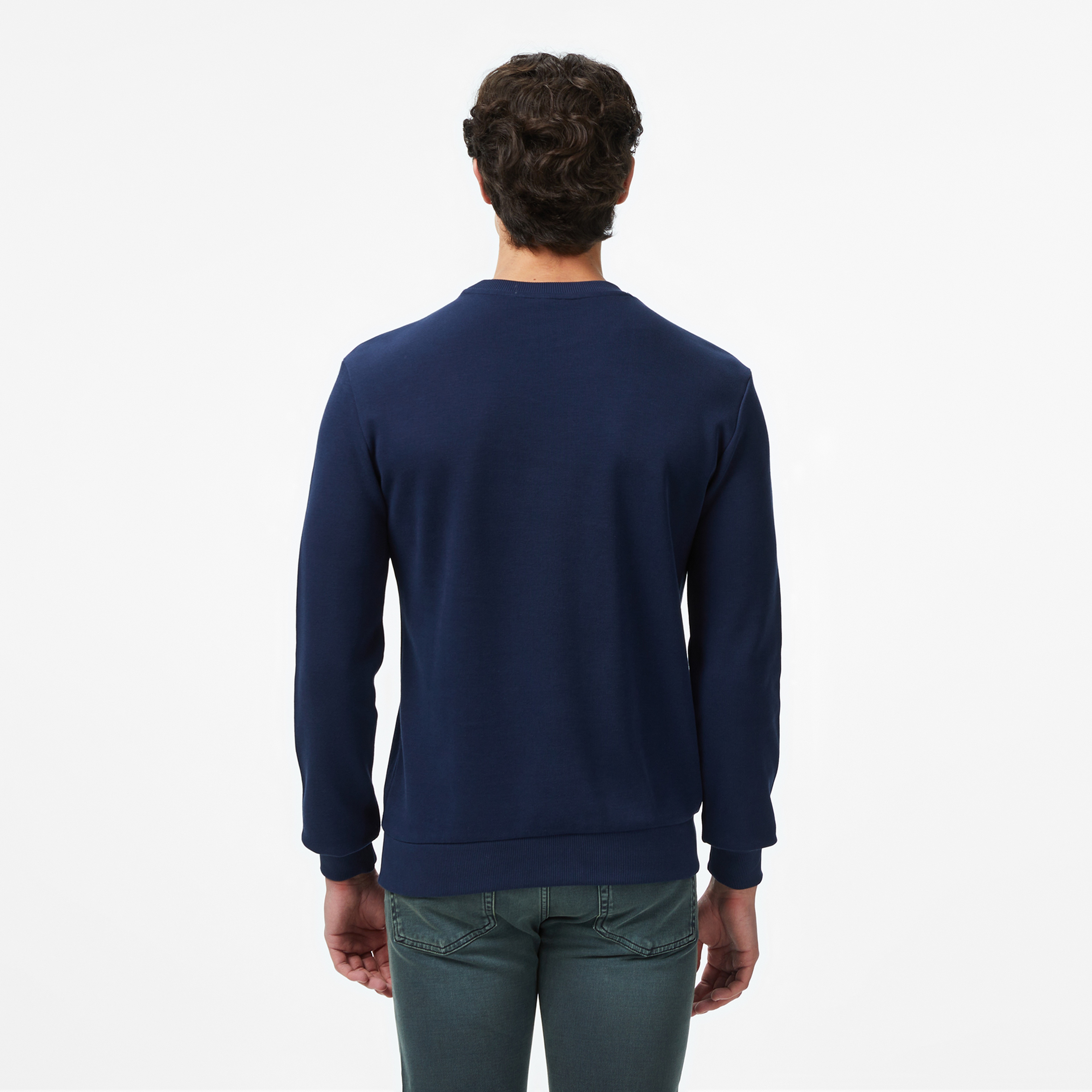 Erkek Regular Fit Uzun Kollu Bisiklet Yaka Lacivert T-Shirt