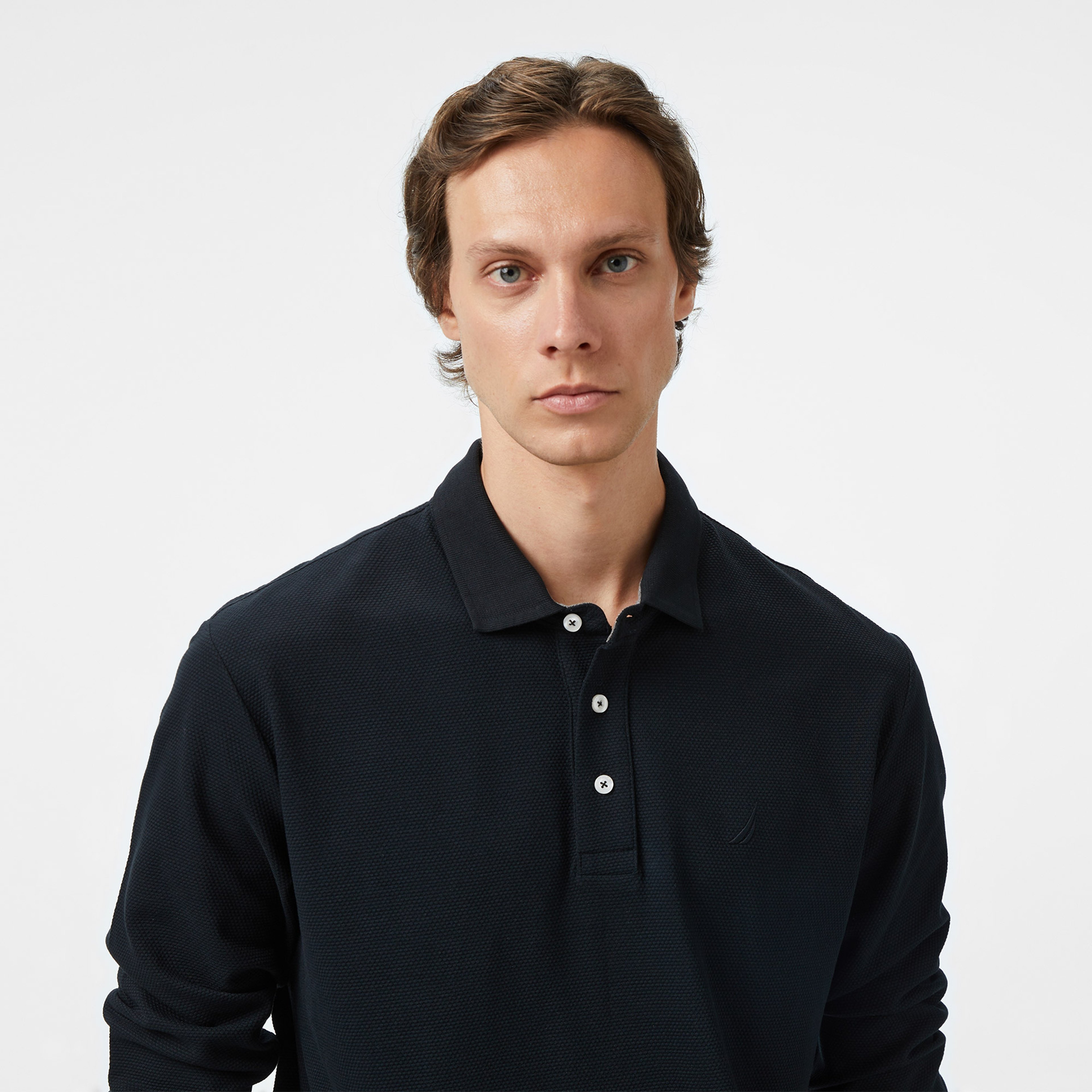 Nautica Erkek Siyah Classic Fit Uzun Kollu Polo