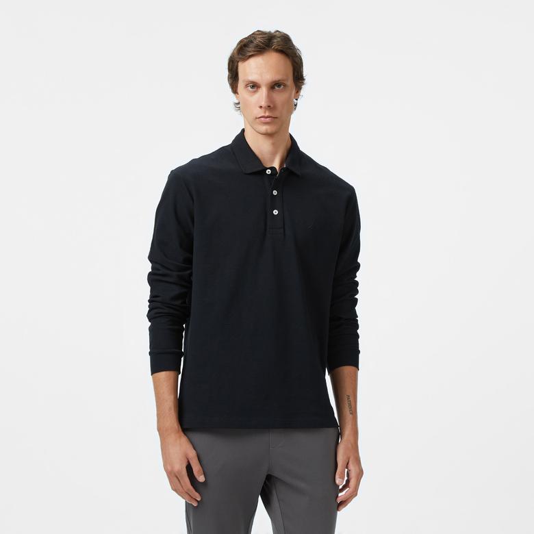 Nautica Erkek Siyah Classic Fit Uzun Kollu Polo