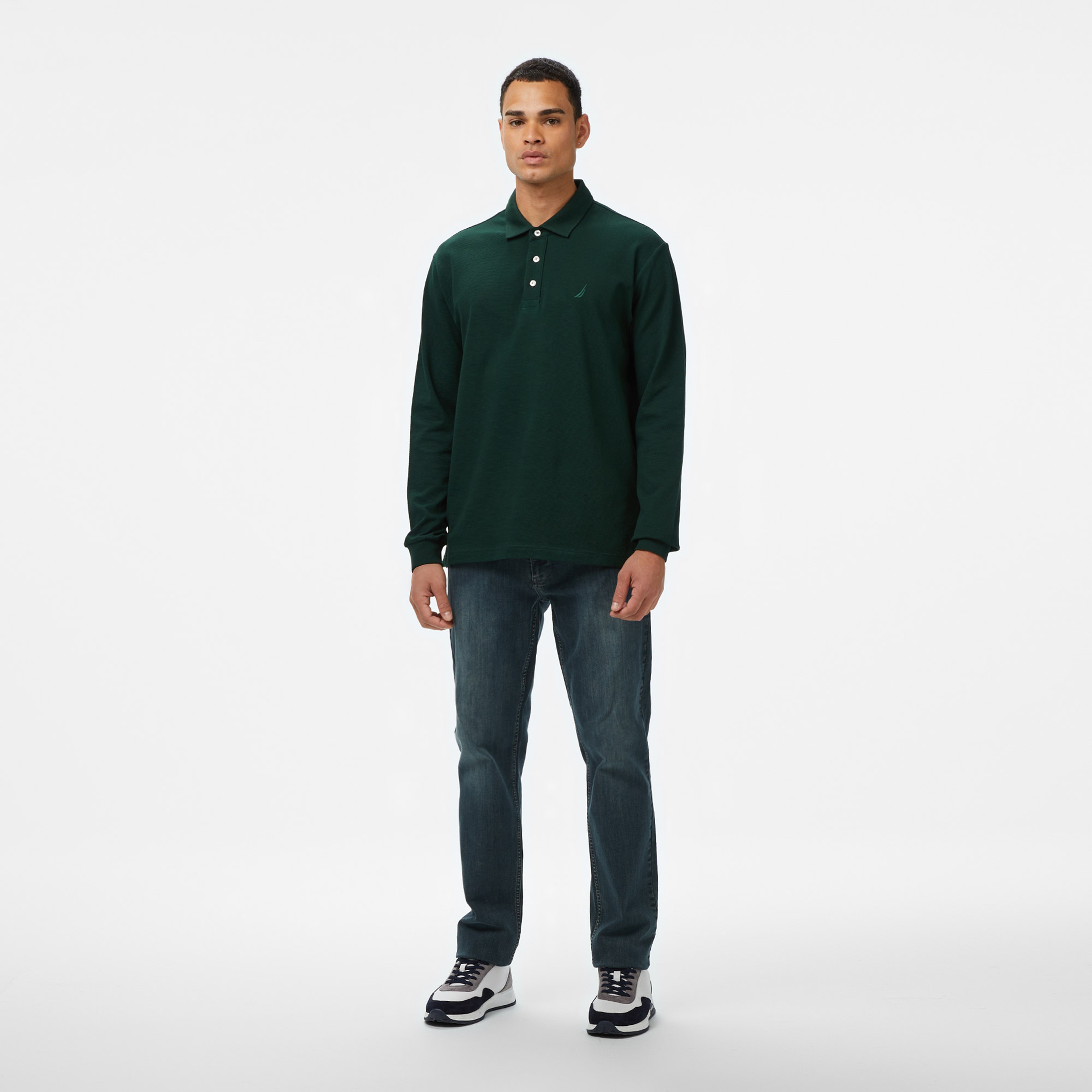 Nautica Erkek Yeşil Classic Fit Uzun Kollu Polo Yaka T-Shirt