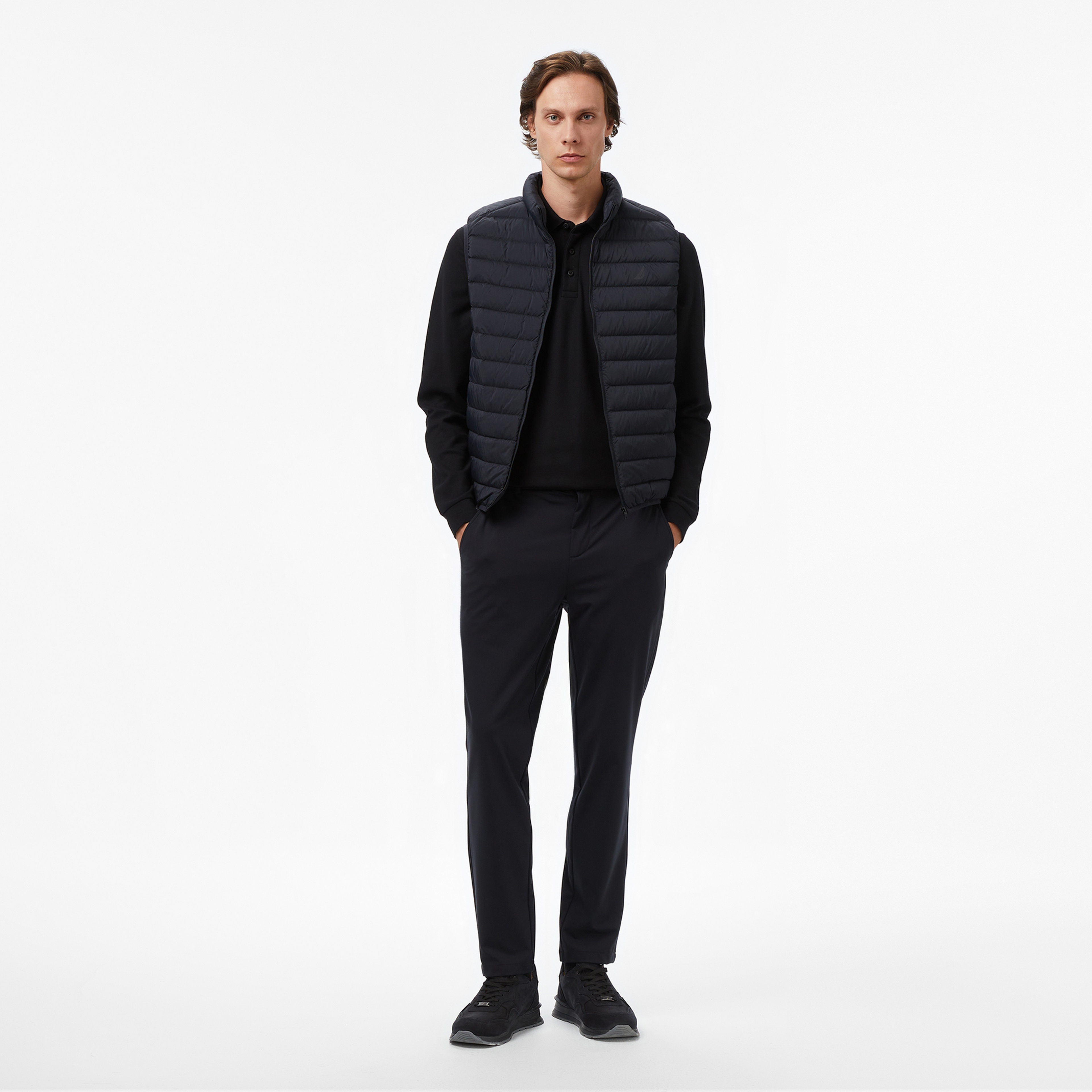 Nautica Erkek Siyah Regular Fit Su İtici Kaz Tüyü Yelek