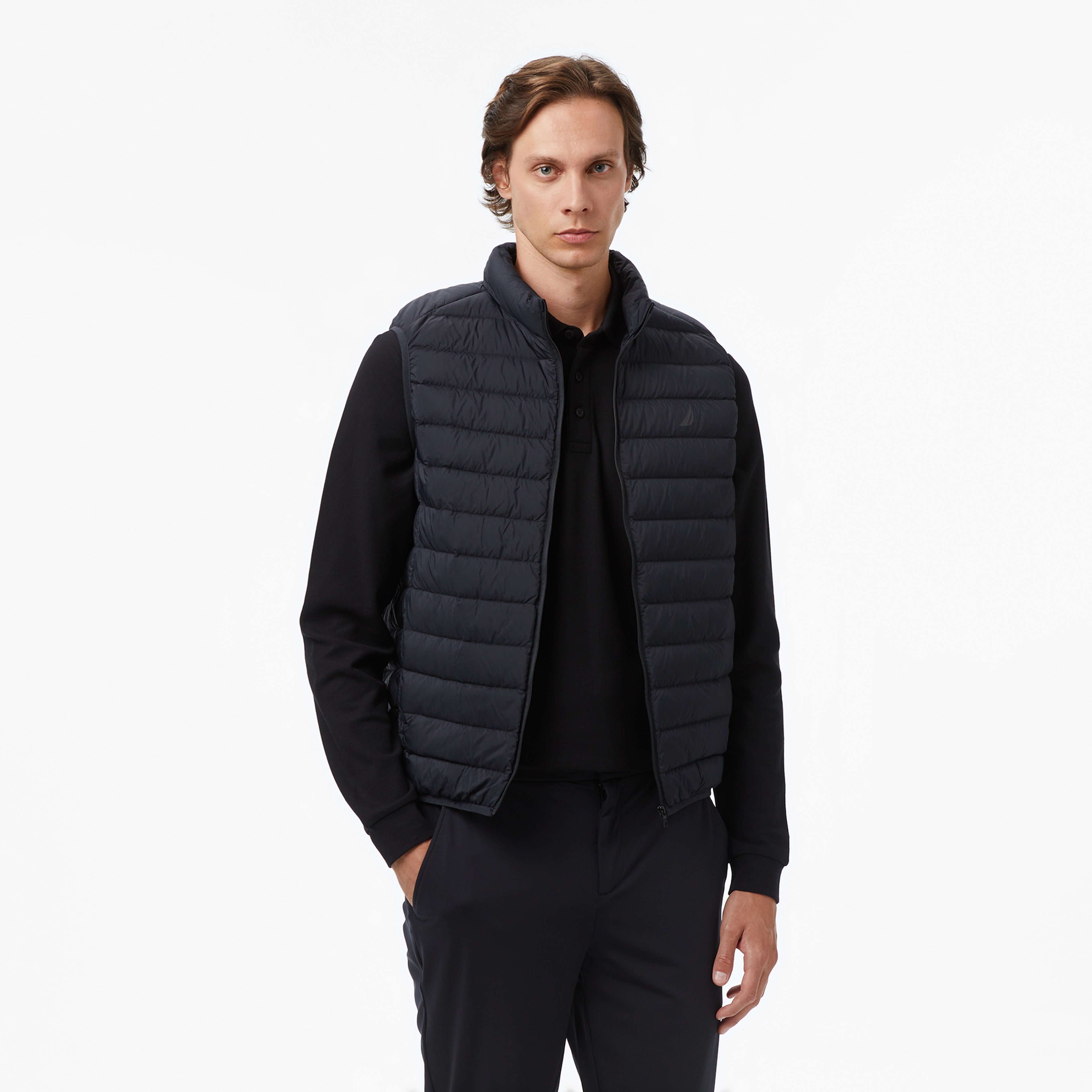 Nautica Erkek Siyah Regular Fit Su İtici Kaz Tüyü Yelek