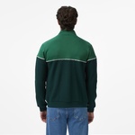 Erkek Slim Fit Fermuarlı Renk Bloklu Yeşil Sweatshirt