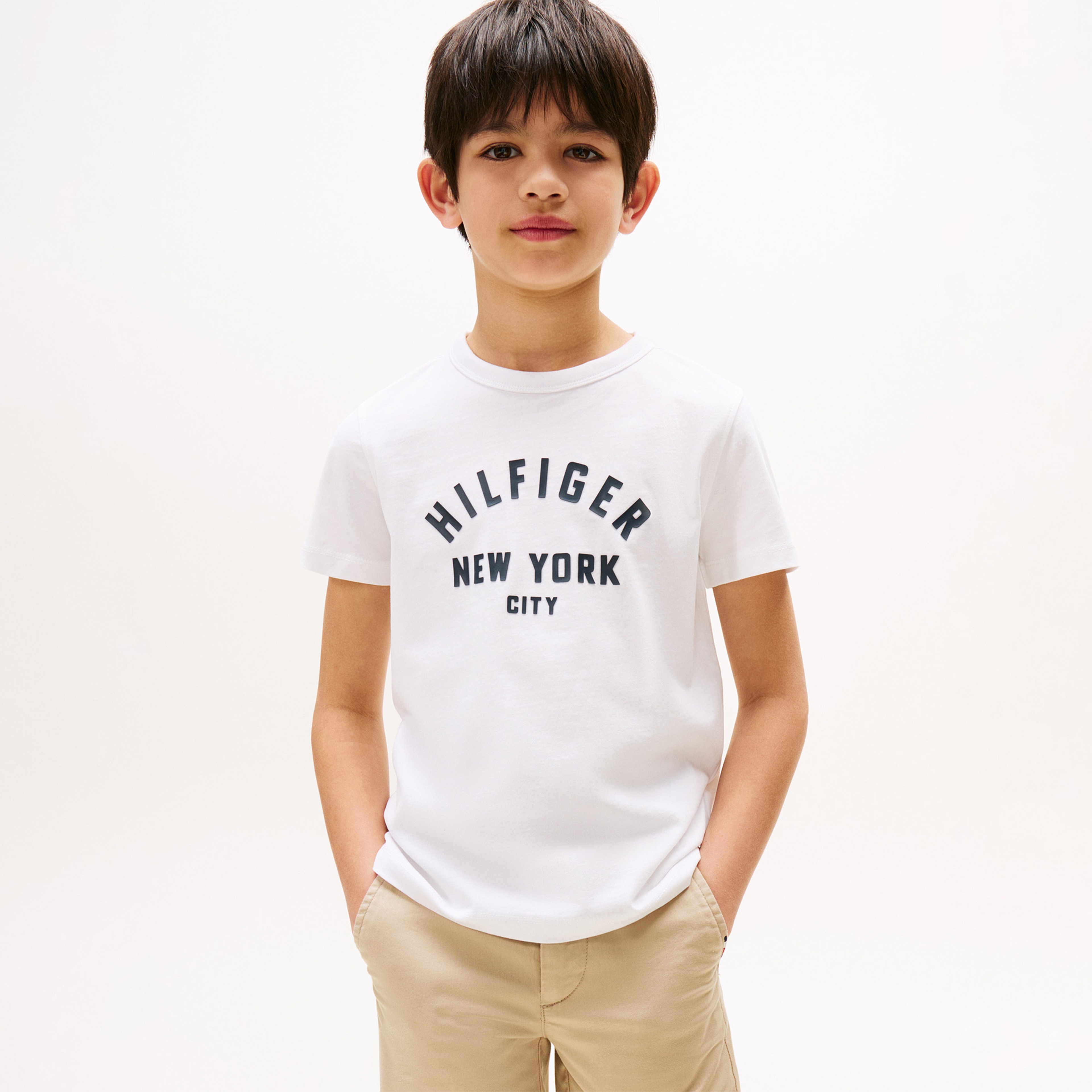 Tommy Hilfiger Curved Çocuk Beyaz T-Shirt