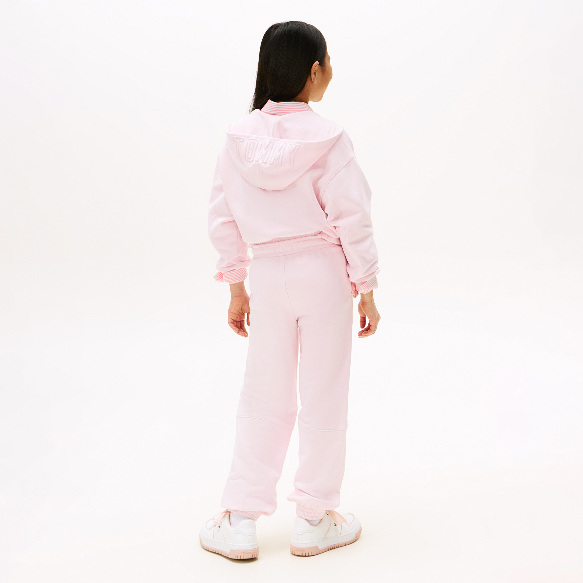 Tommy Hilfiger Textured Logo Çocuk Pembe Eşofman Altı