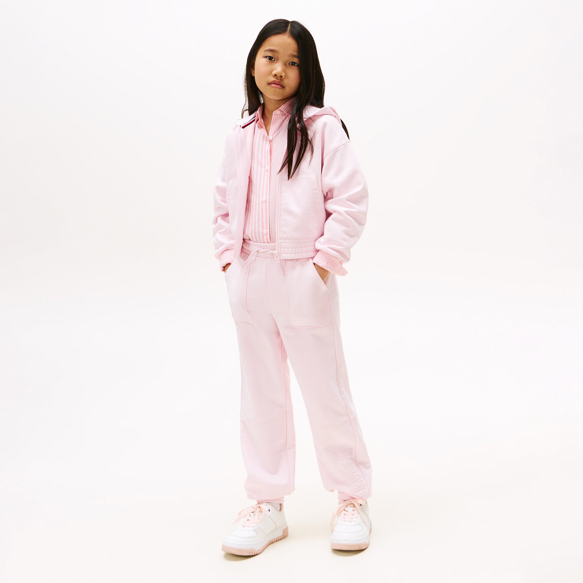 Tommy Hilfiger Textured Logo Çocuk Pembe Eşofman Altı