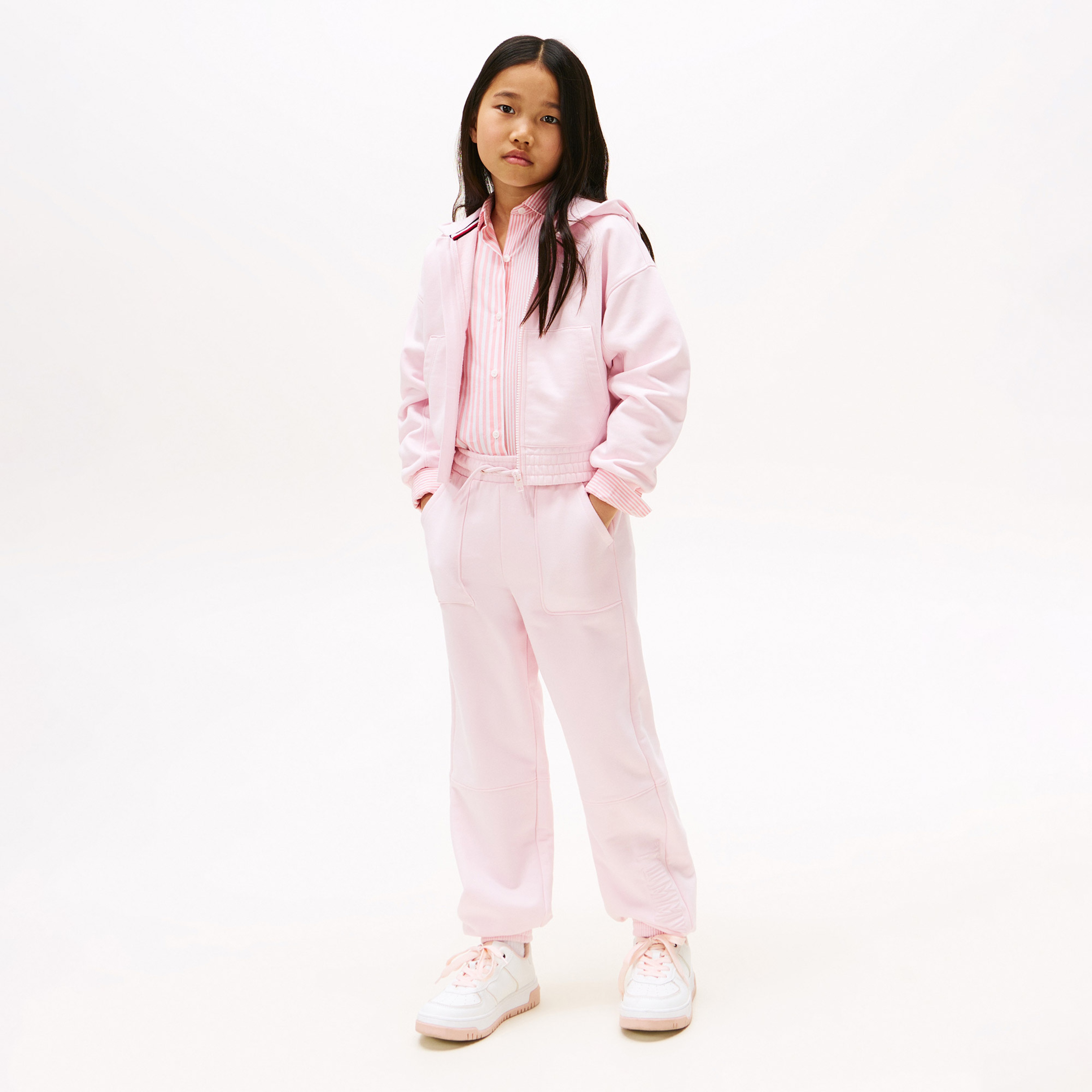 Tommy Hilfiger Textured Logo Çocuk Pembe Eşofman Altı