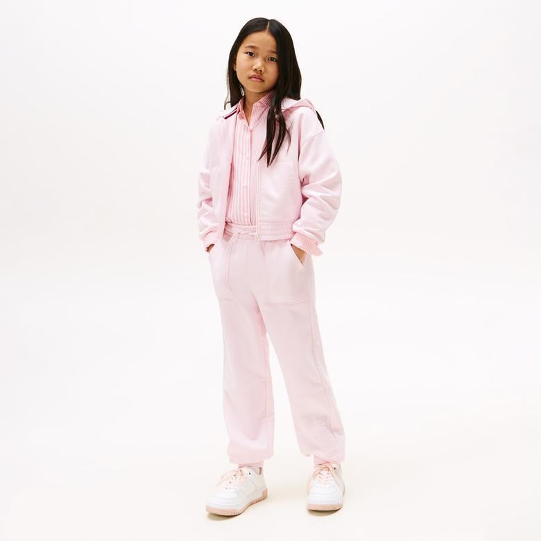 Tommy Hilfiger Textured Logo Çocuk Pembe Eşofman Altı