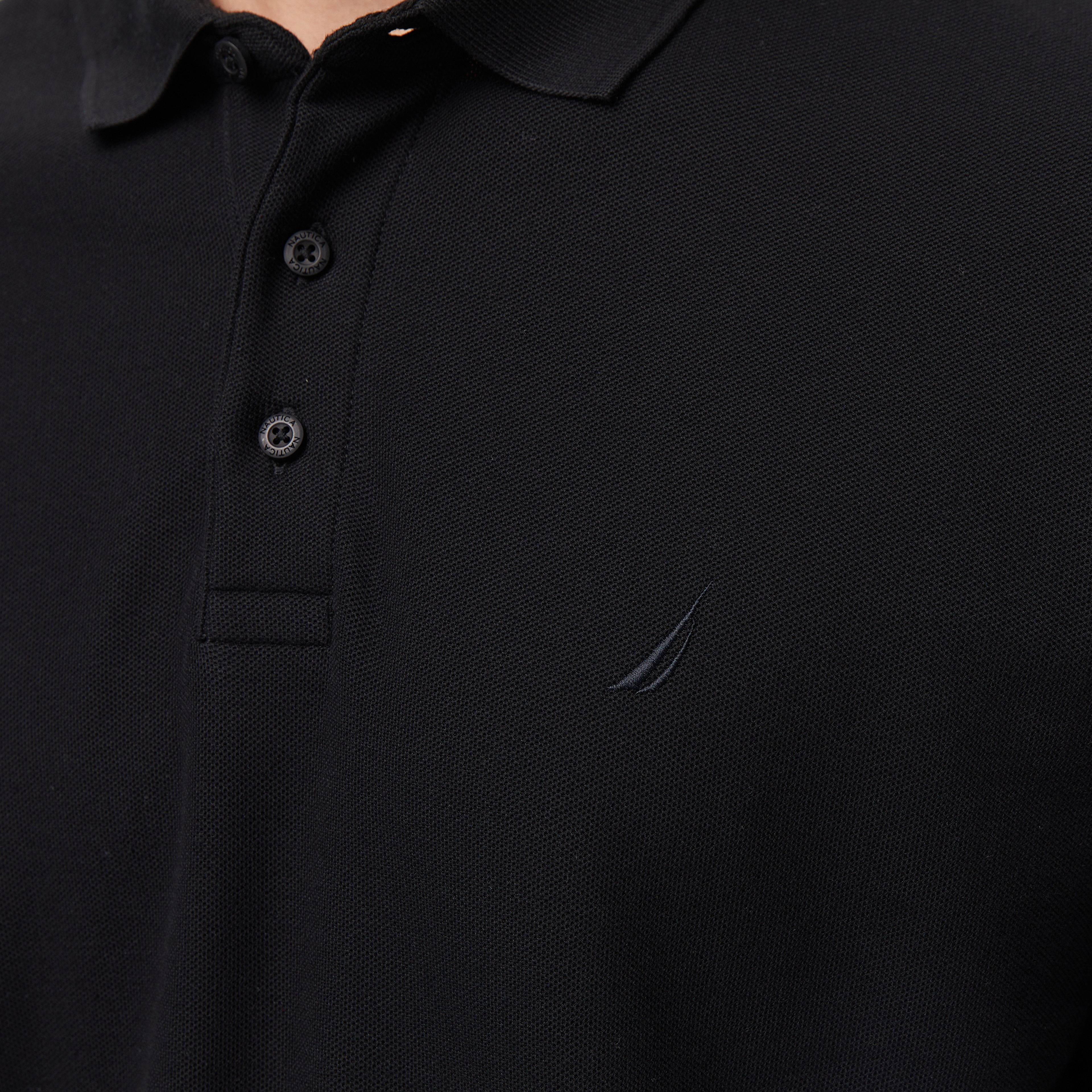 Nautica Classic Fit Erkek Uzun Kollu Polo Yaka Siyah T-shirt