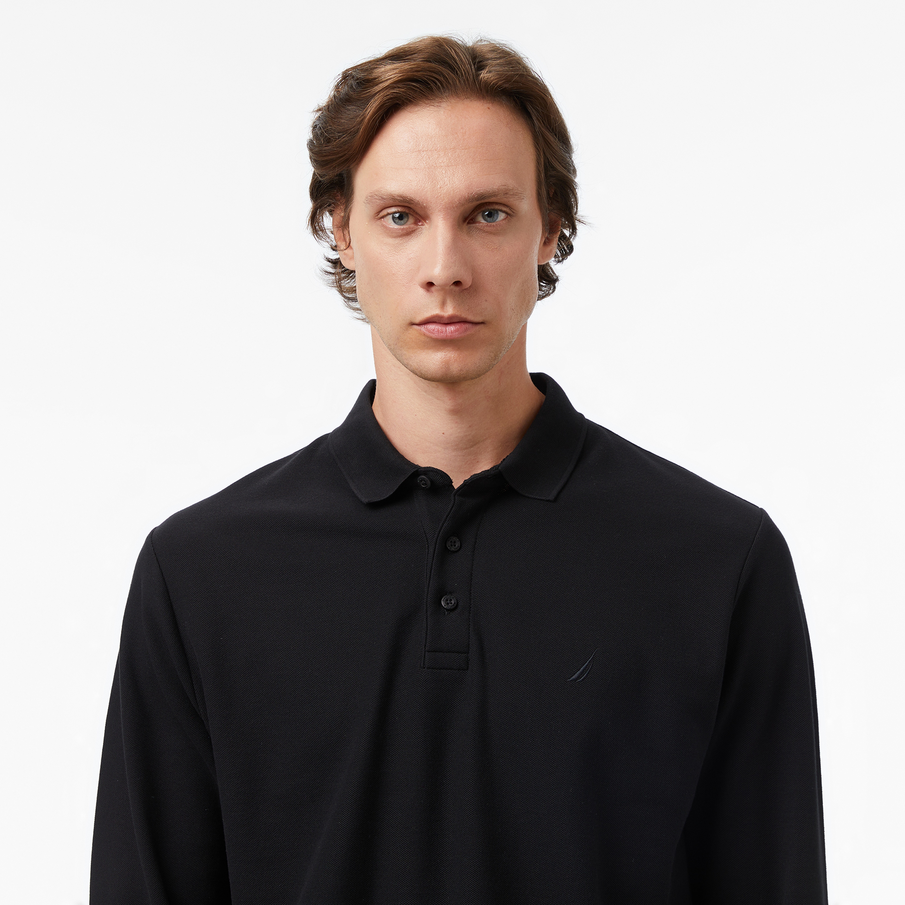 Nautica Classic Fit Erkek Uzun Kollu Polo Yaka Siyah T-shirt
