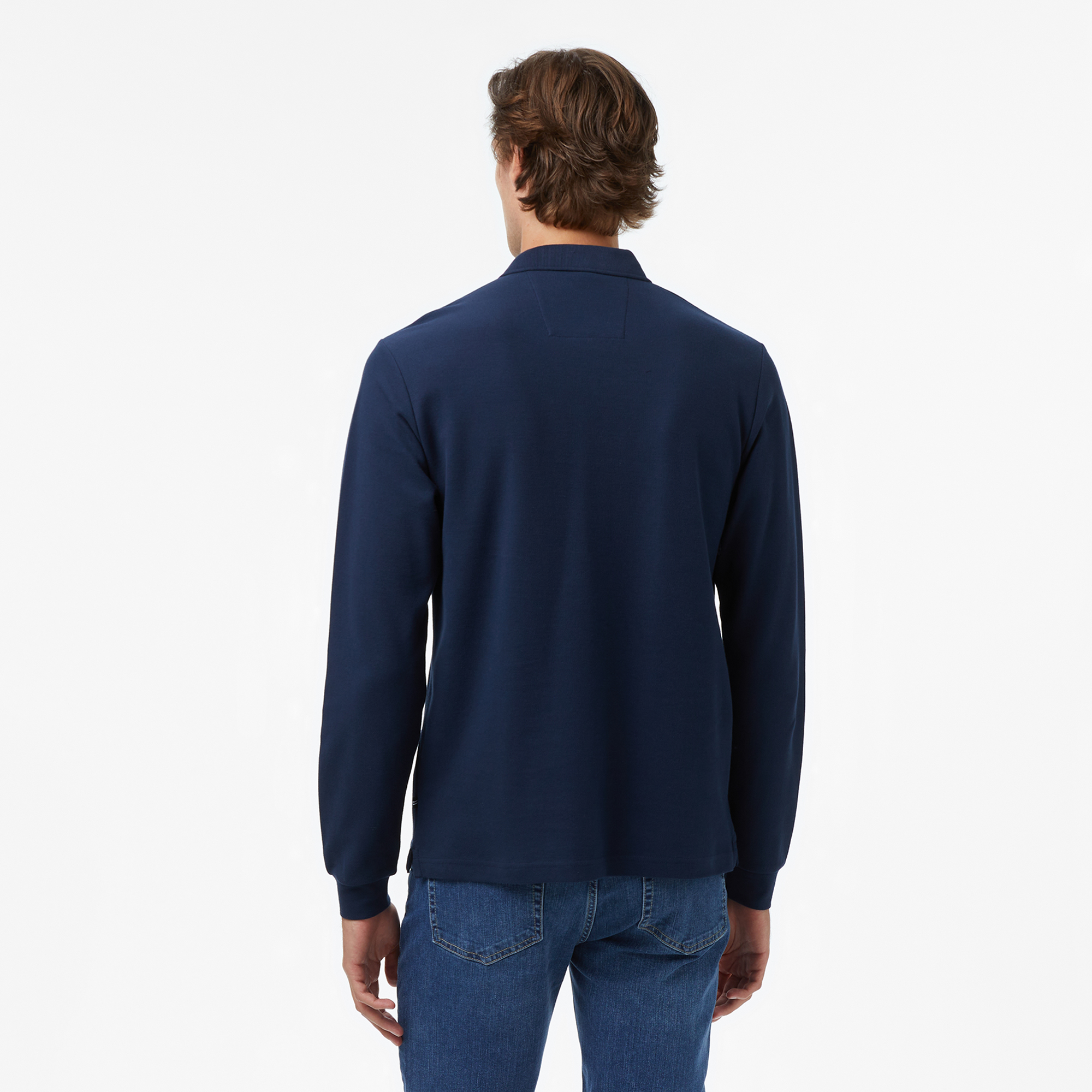 Nautica Erkek Lacivert Classic Fit Uzun Kollu Polo Yaka T-Shirt