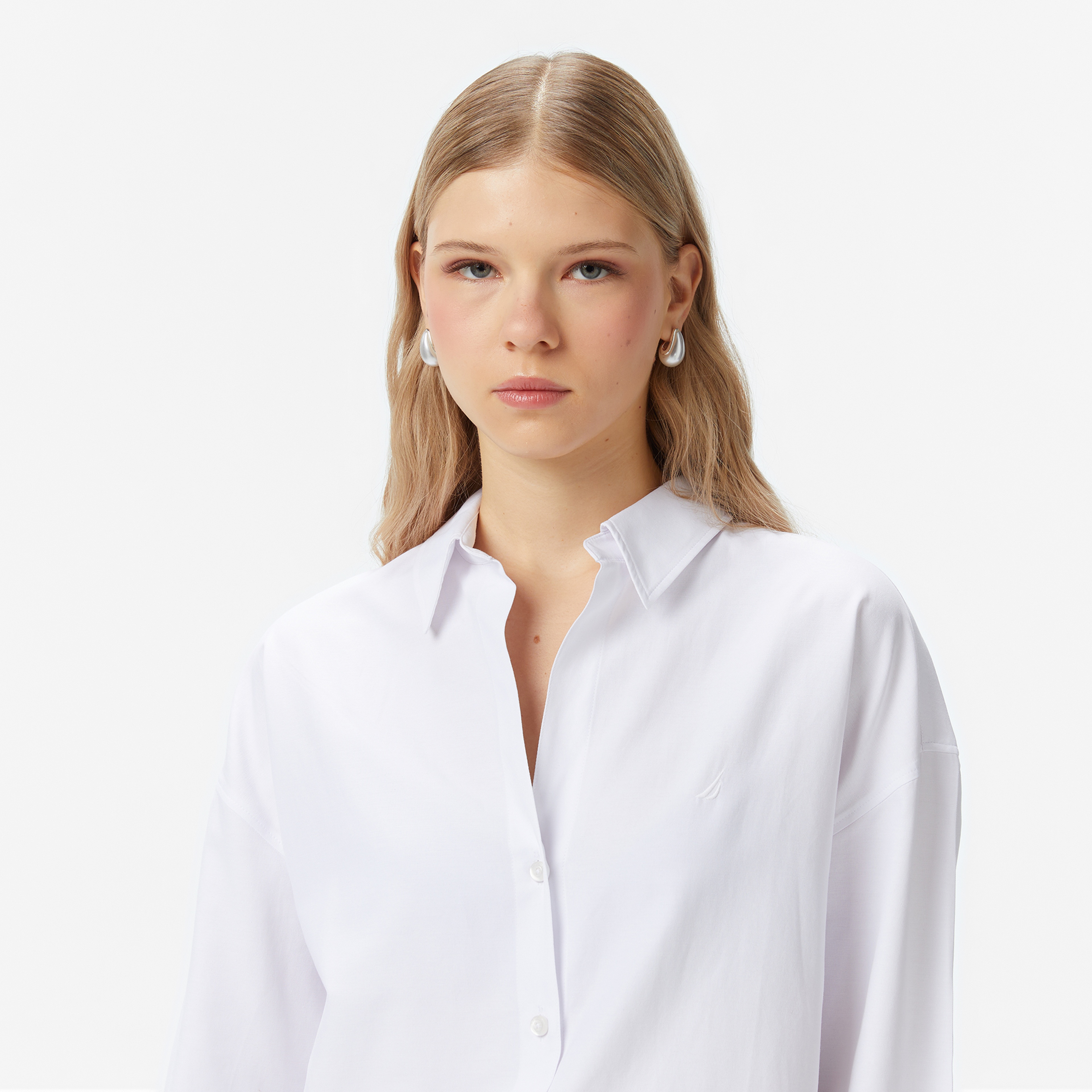 Nautica Kadın Beyaz Oversize Gömlek