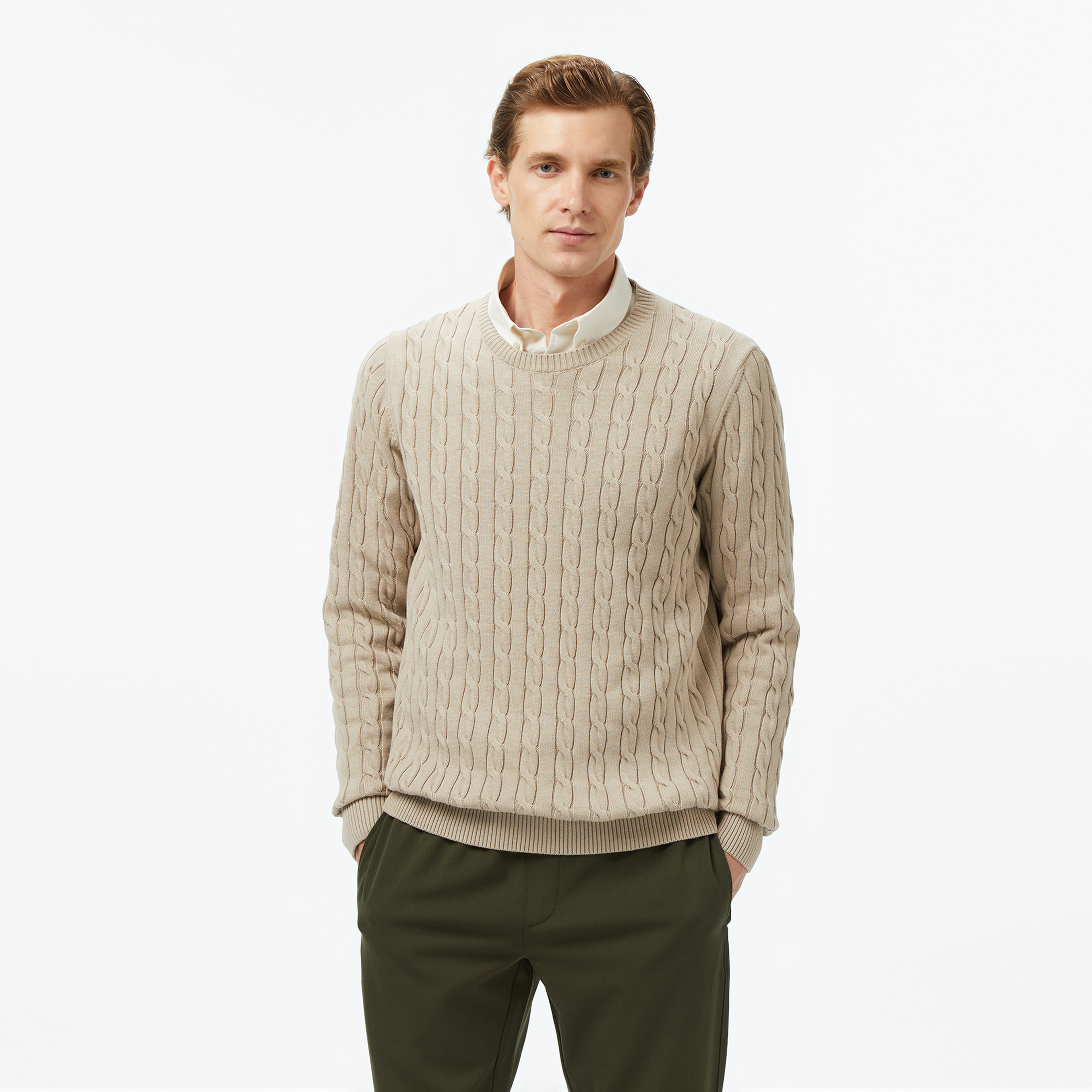 Nautica Erkek Bej Classic Fit Kazak