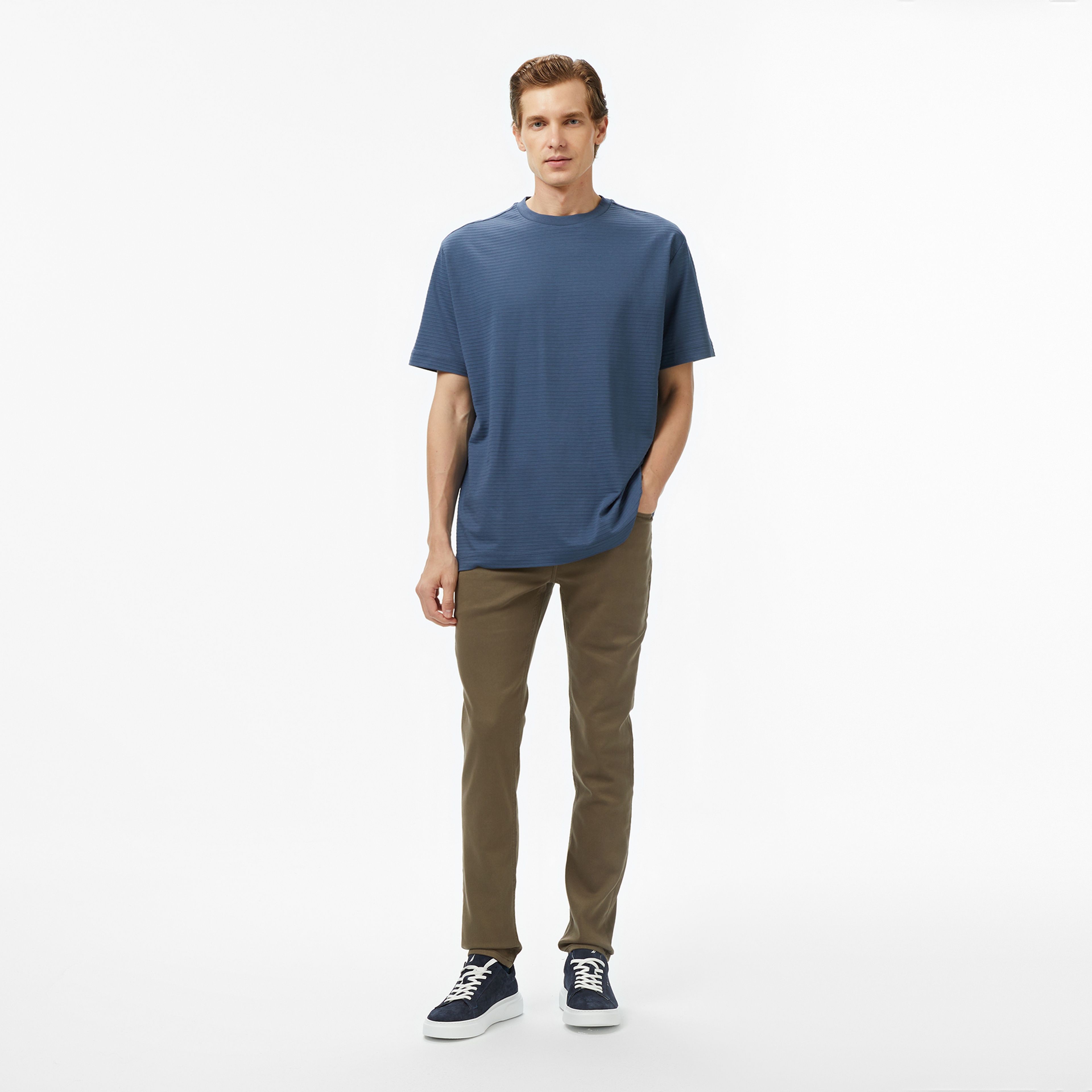 Nautica Erkek Mavi Regular Fit Çizgili T-Shirt