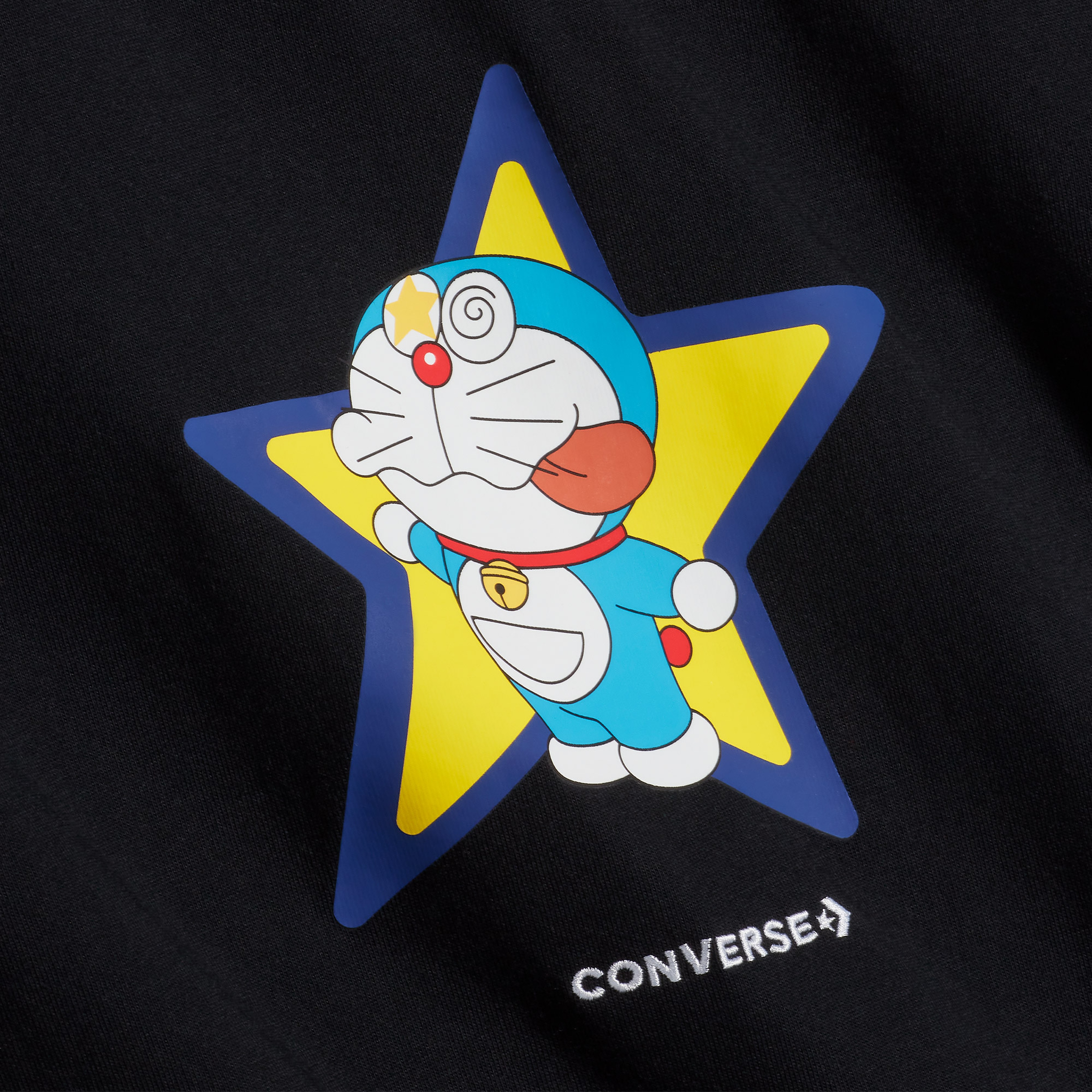 Converse X Doraemon Unisex Siyah T-Shirt