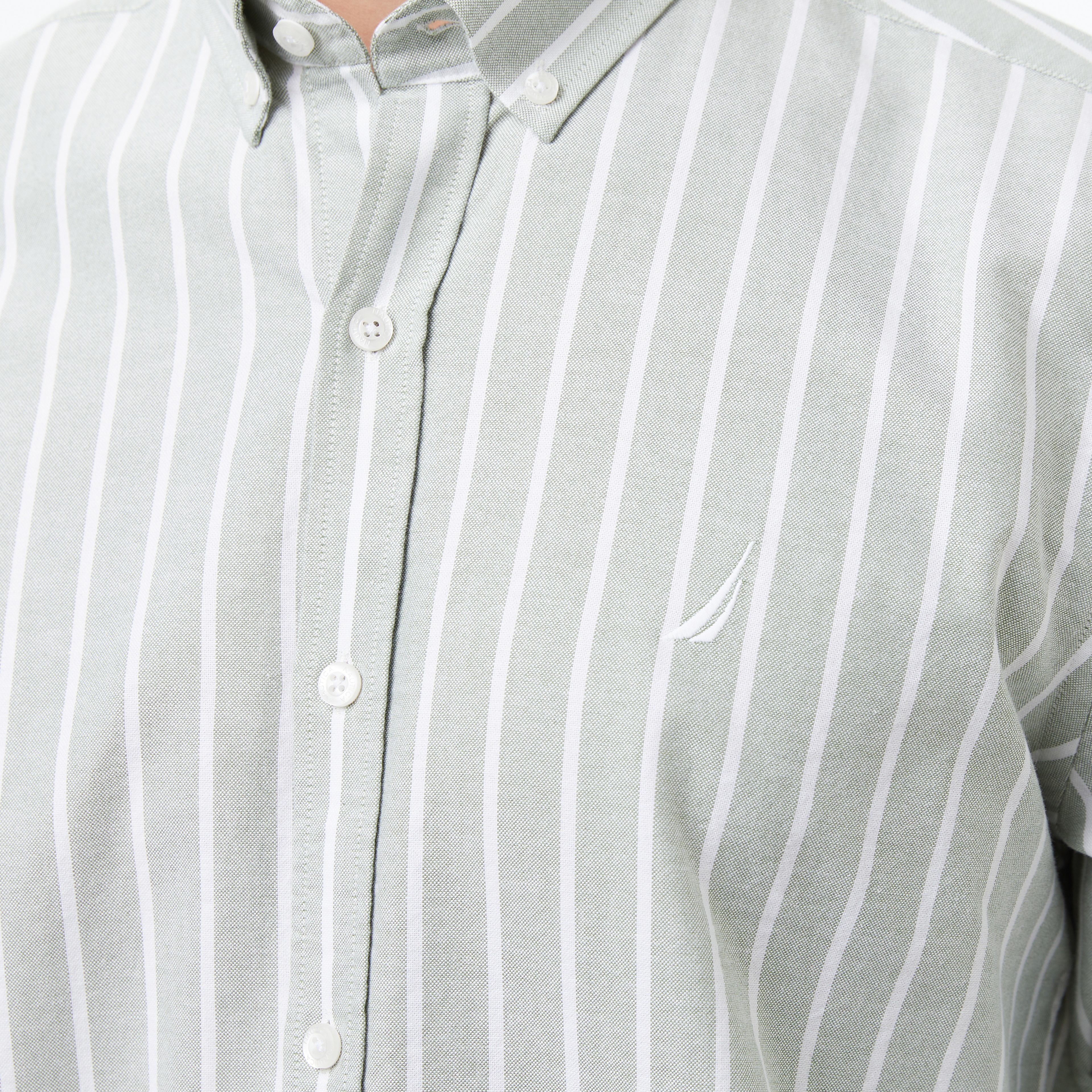 Nautica Erkek Yeşil Classic Fit Çizgili Gömlek