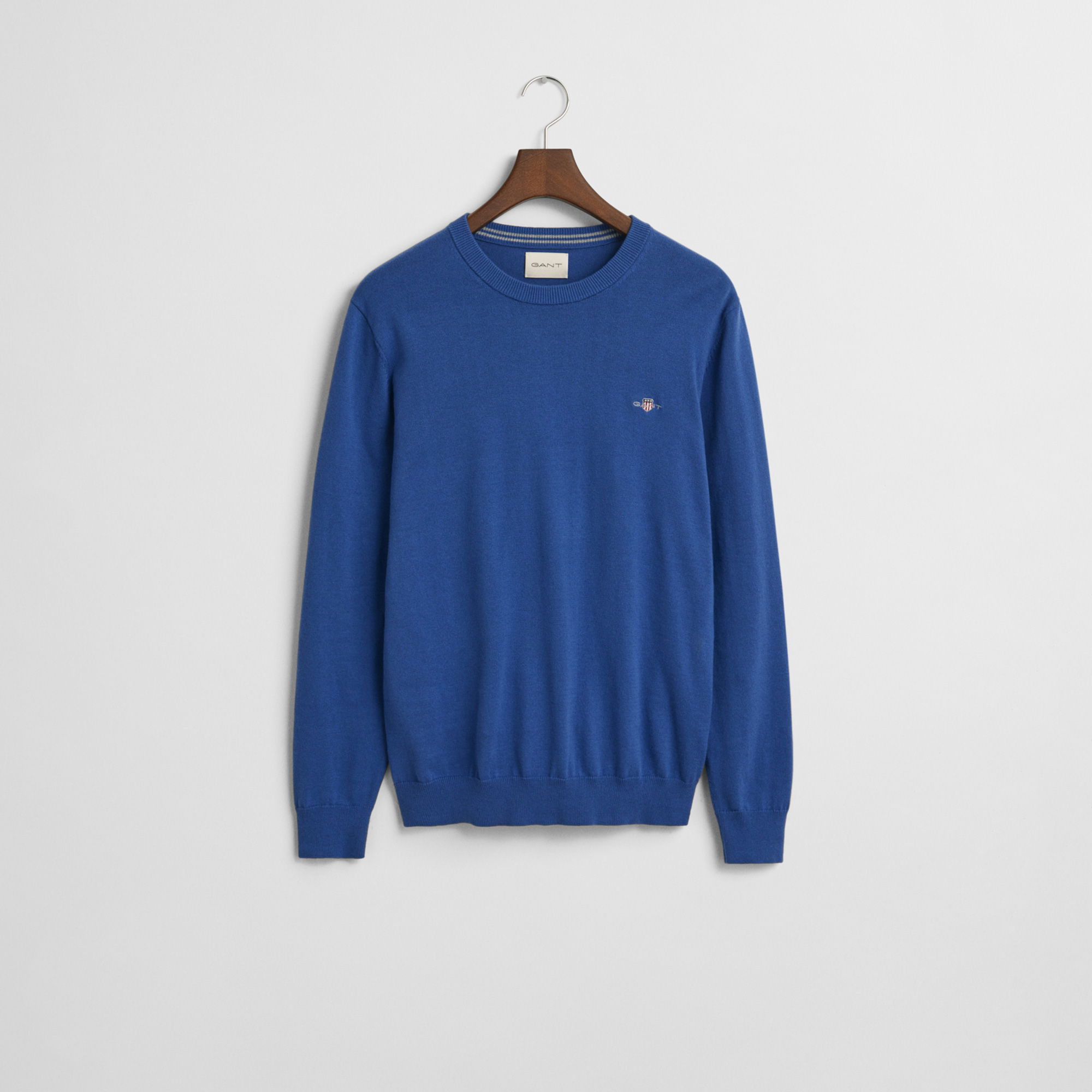 Gant Erkek Mavi Regular Fit Bisiklet Yaka Kazak